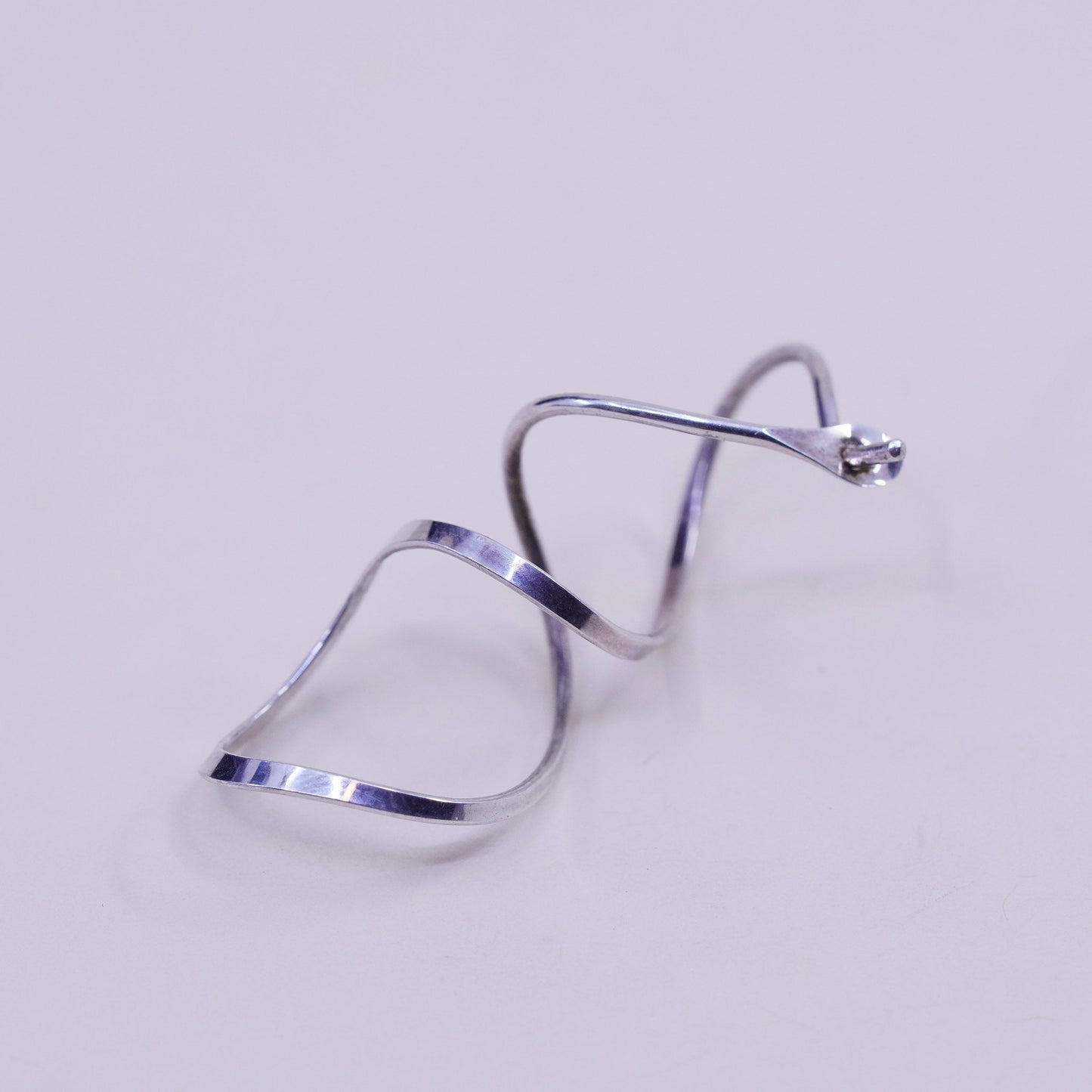 Vintage sterling silver handmade earrings, 925 twisted dangles