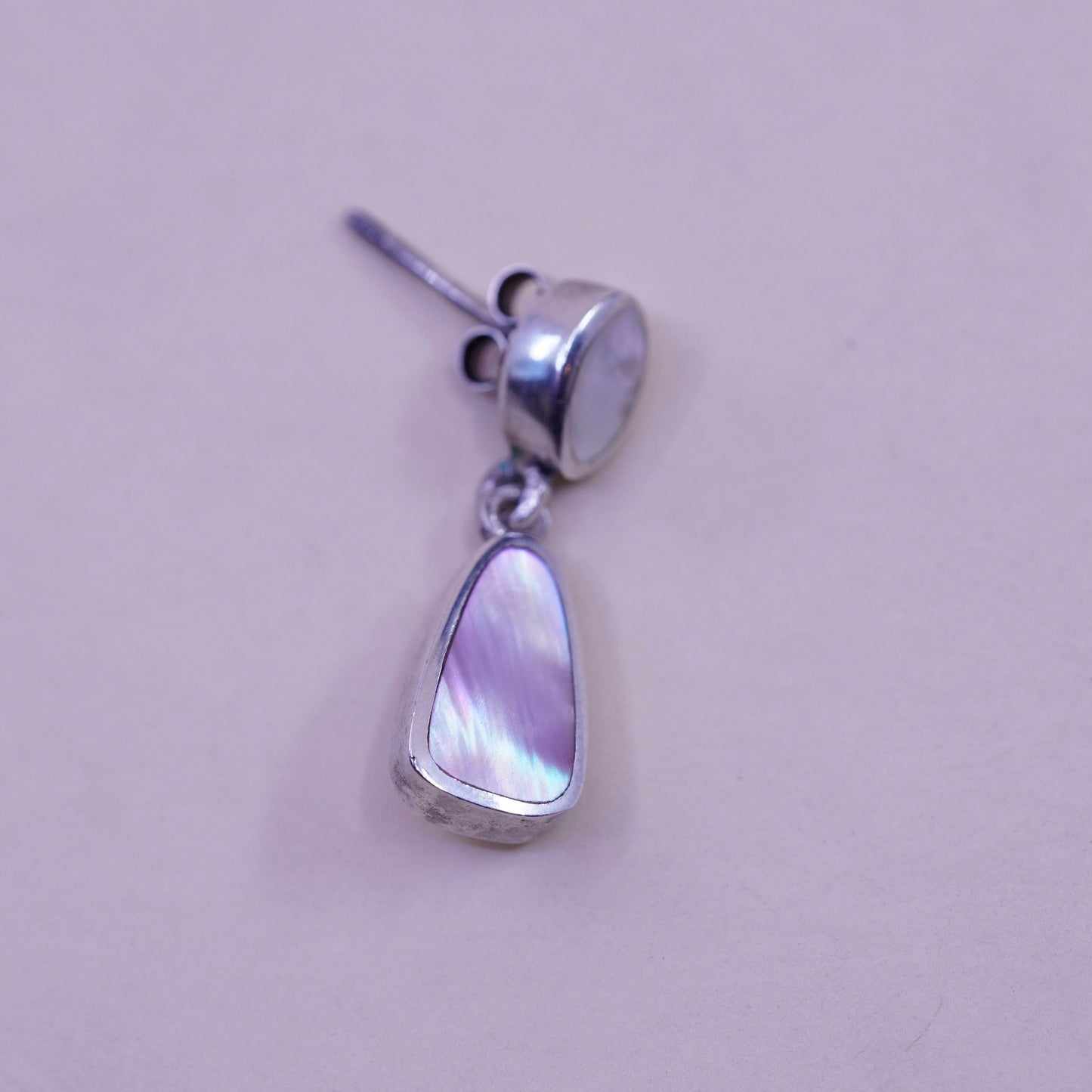 Vintage sterling 925 silver handmade earrings with mother of pearl