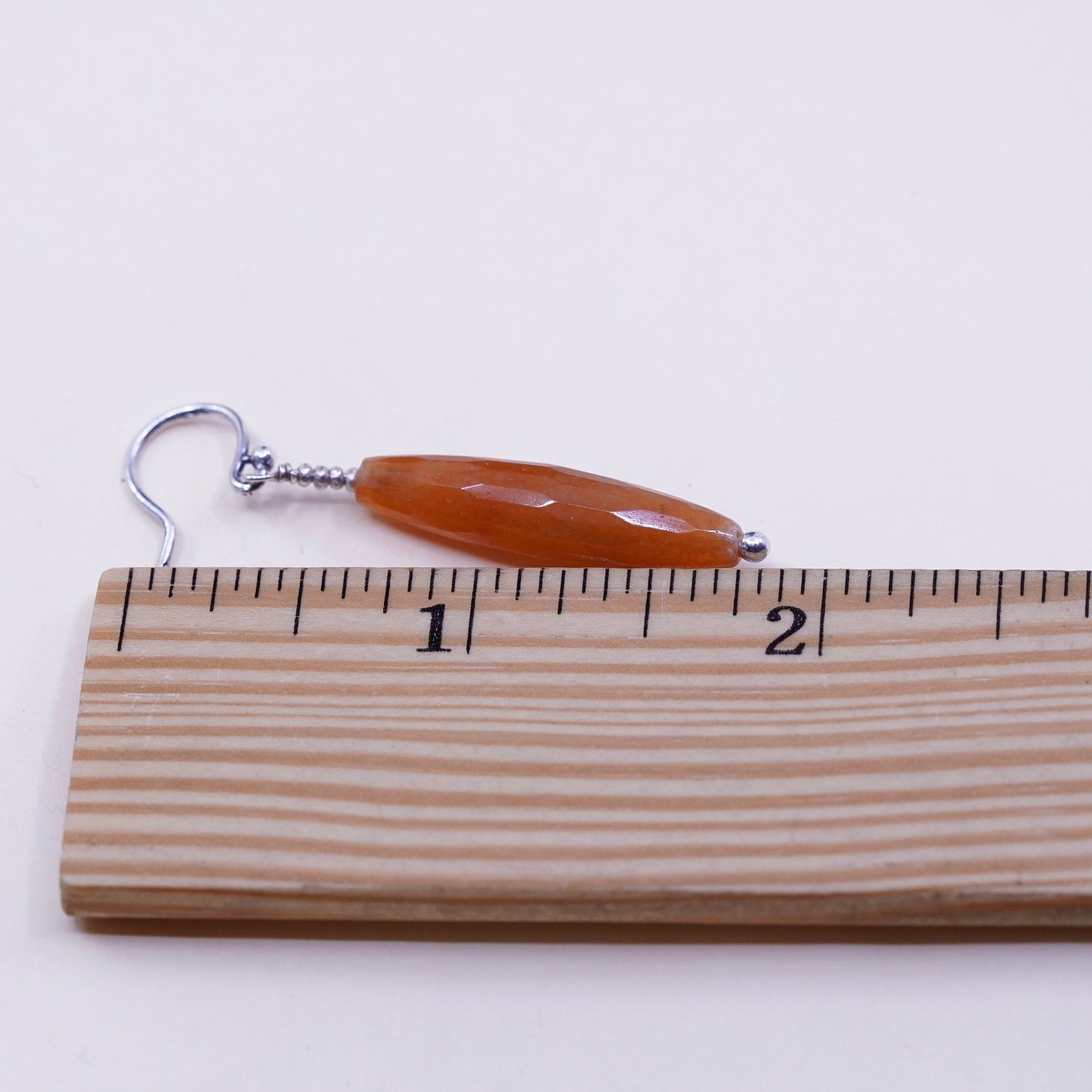 Vintage sterling 925 silver handmade earrings with long carnelian