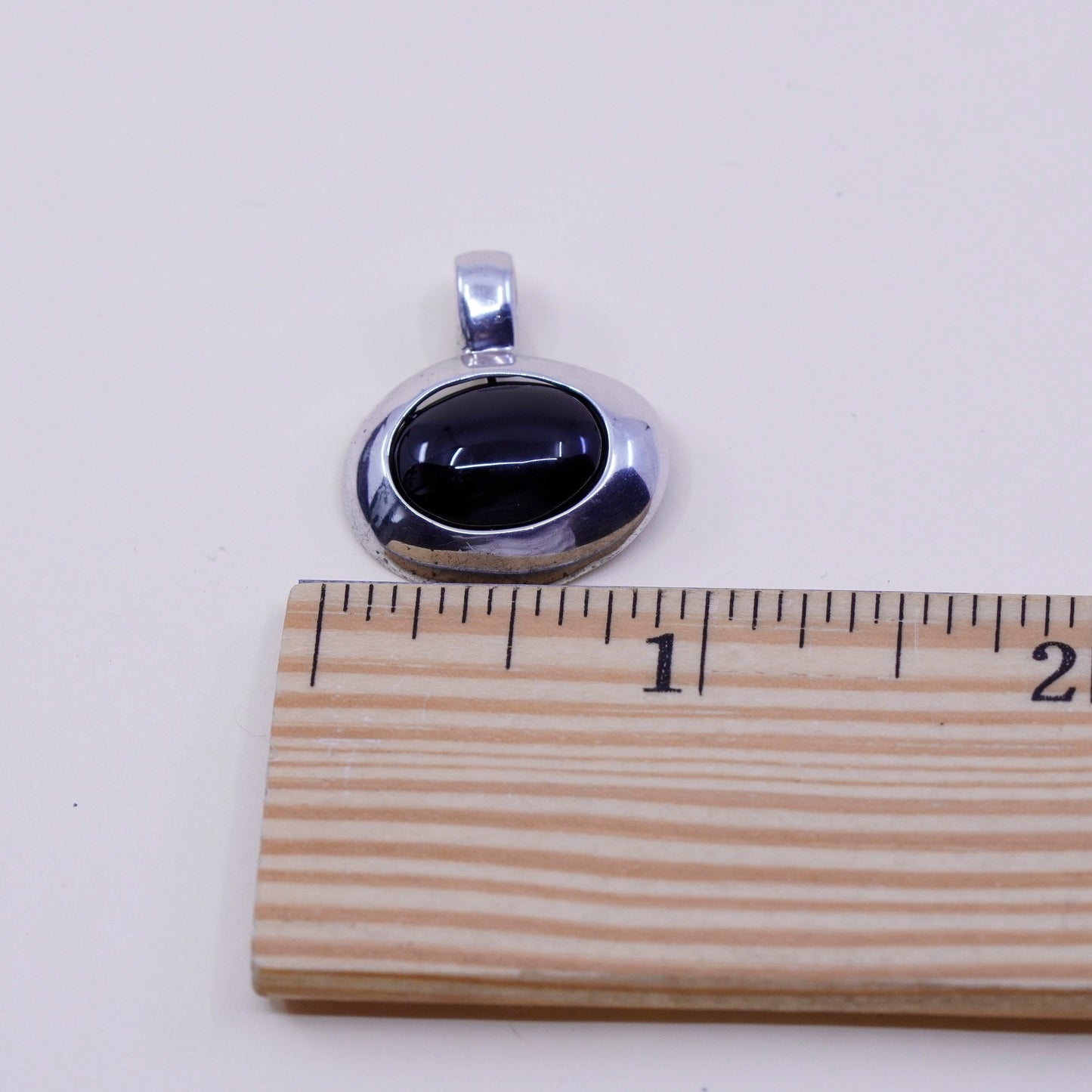 interchangeable handmade sterling silver pendant, 925 cage with oval black onyx