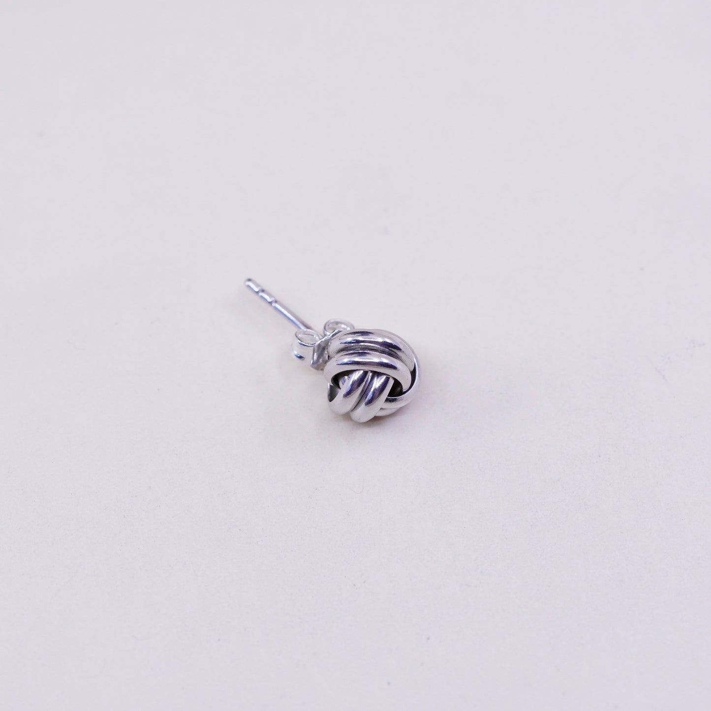 Vintage Sterling silver handmade earrings, Entwined cable studs