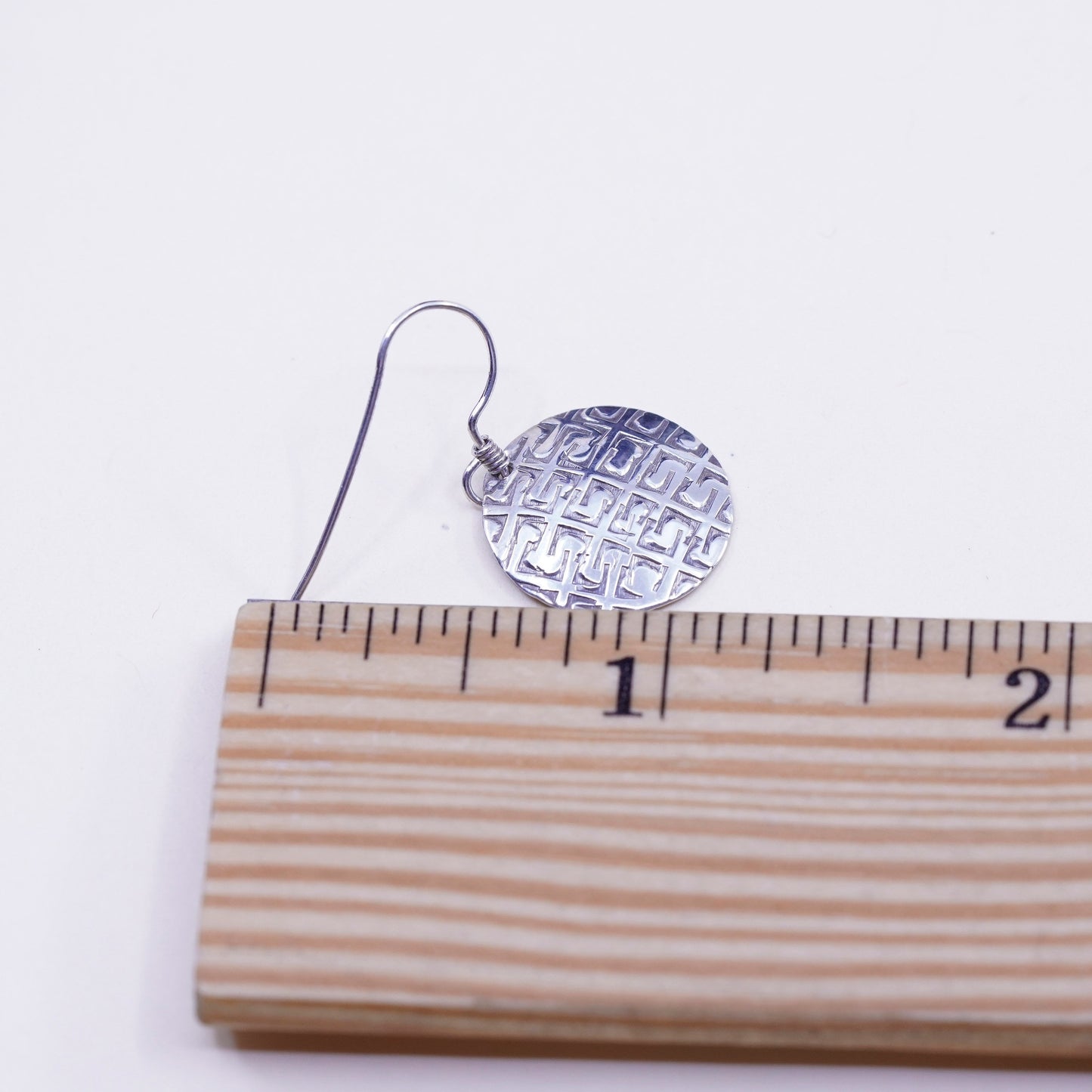 Vintage Hammered textured Disc Sterling 925 Silver Earrings