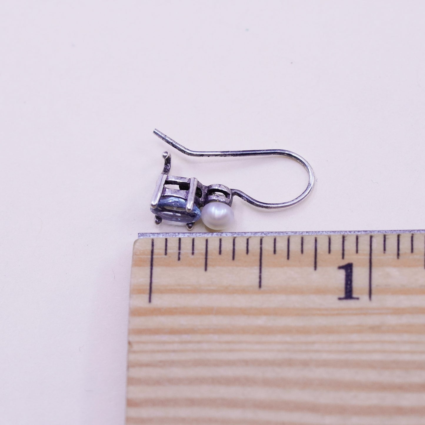 Vintage sterling silver handmade earrings, 925 hooks with topaz drops