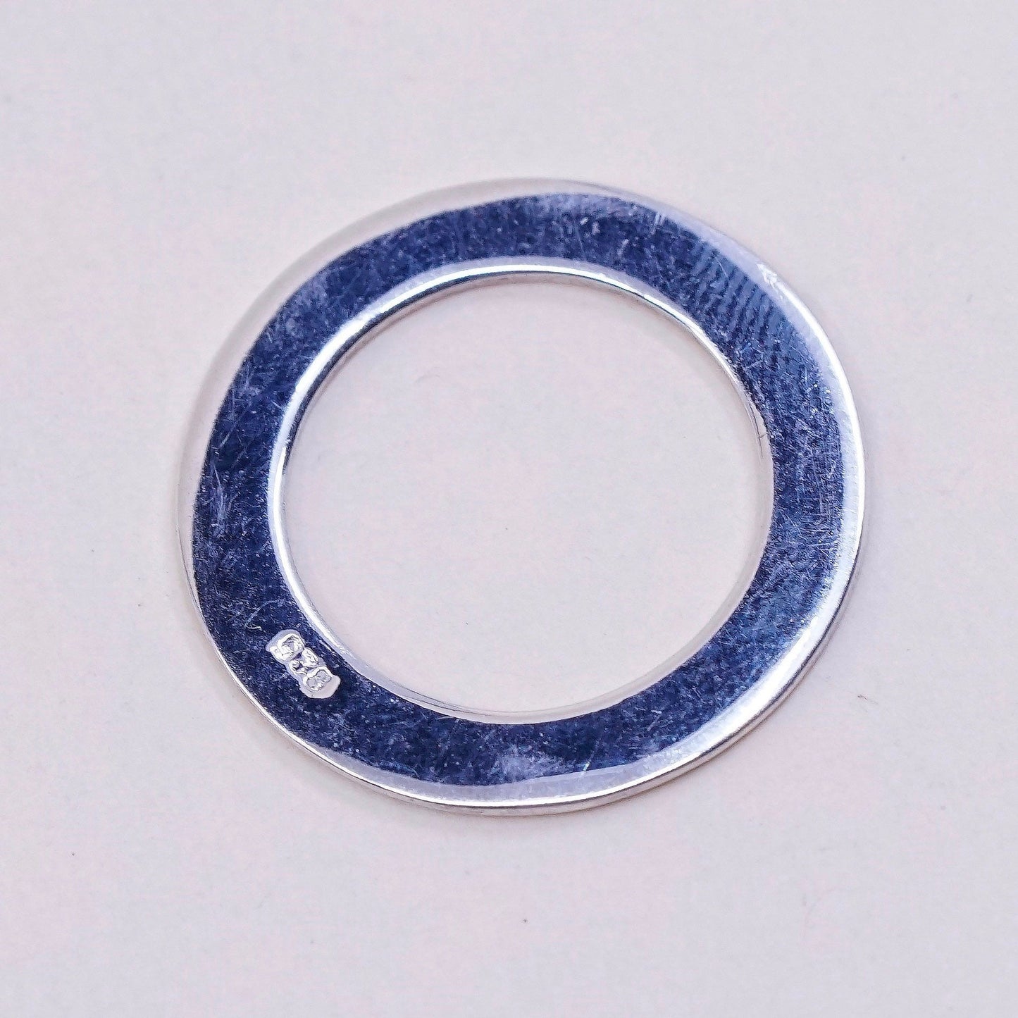 Vintage sterling silver handmade pendant, 925 circle embossed ”save the earth”