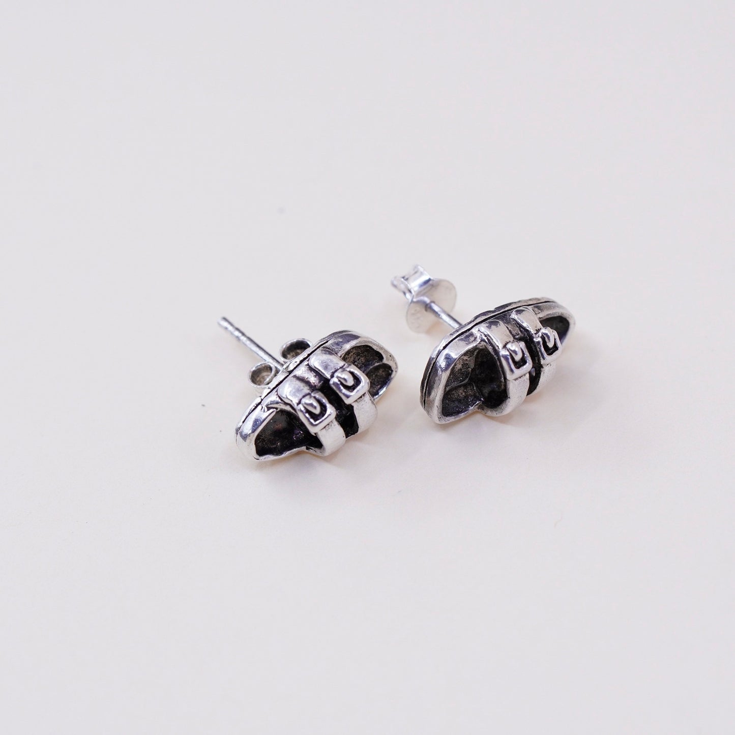 Vintage sterling silver sandal studs, handmade 925 earrings