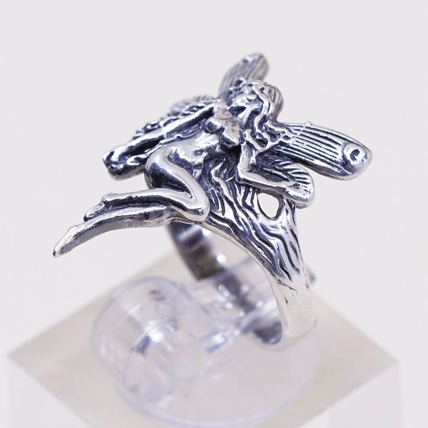 Size 6, vintage Sterling silver handmade ring, solid 925 silver fairy band