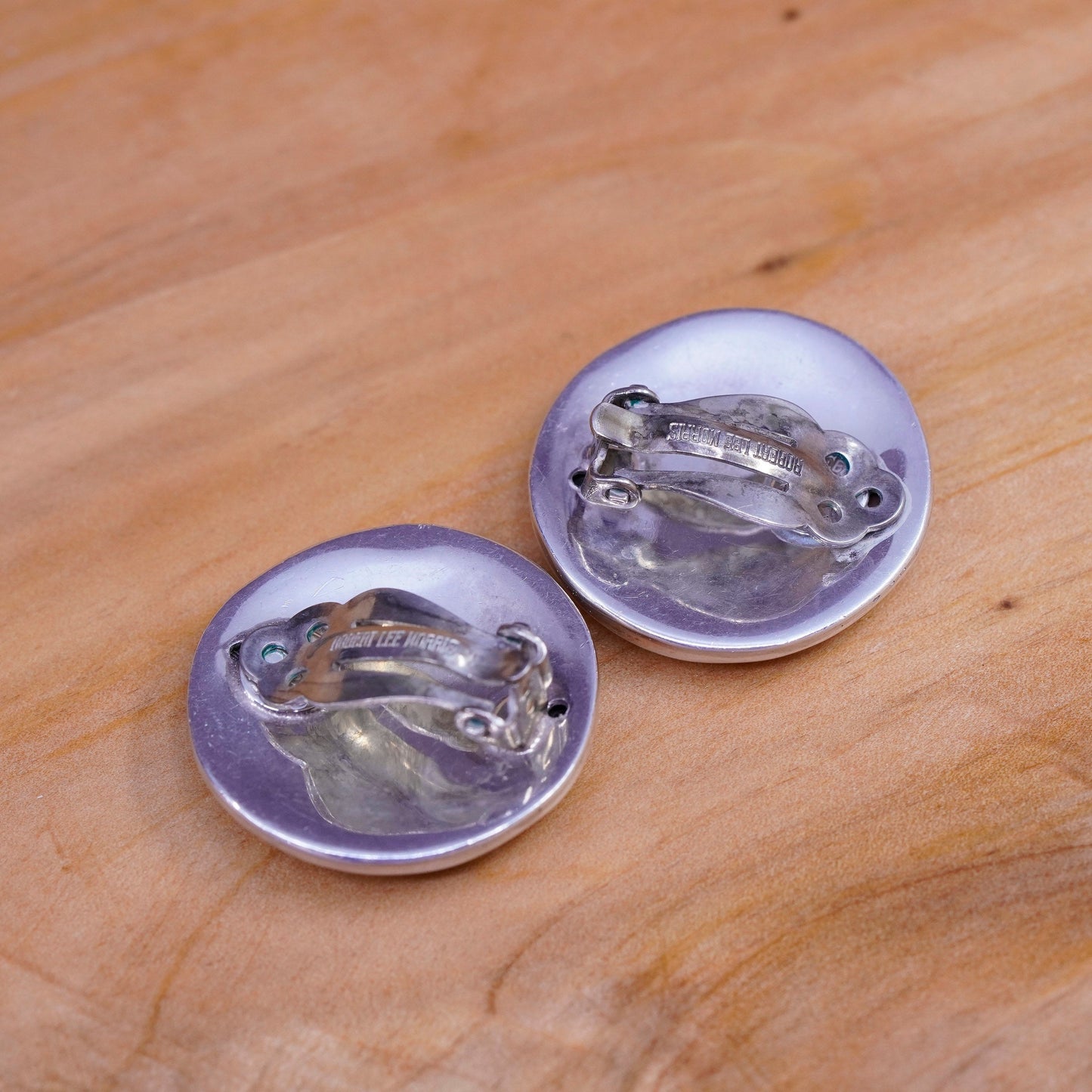Robert Lee Mirrors RLM Sterling silver handmade earrings, 925 ribbed clip on