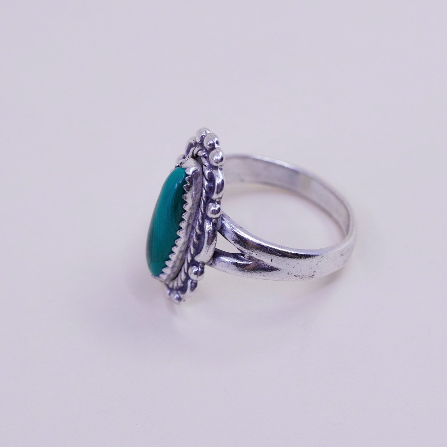 Size 6.75 Native American bell trading post sterling 925 silver ring malachite