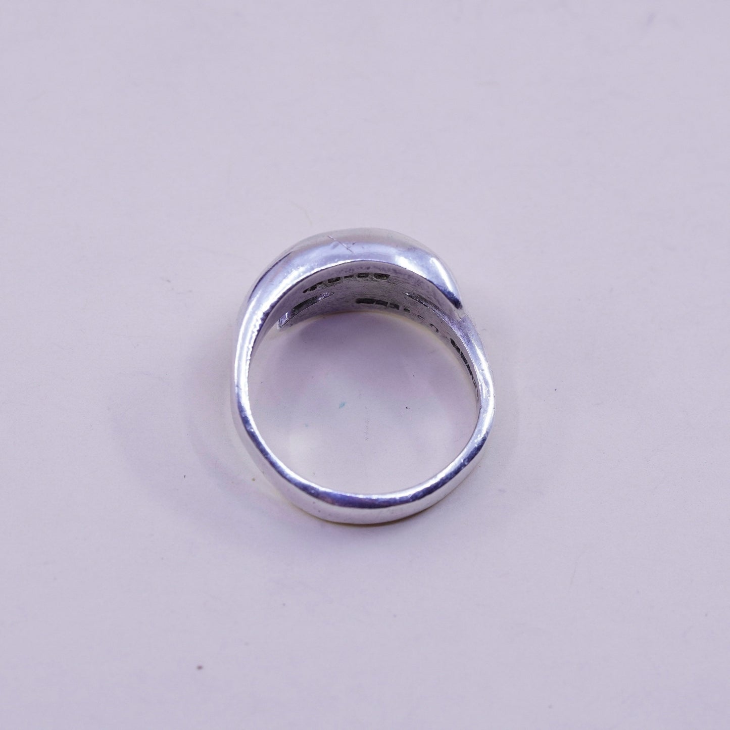 Size 8.5, vintage Sterling silver handmade statement ring, 925 ribbed band