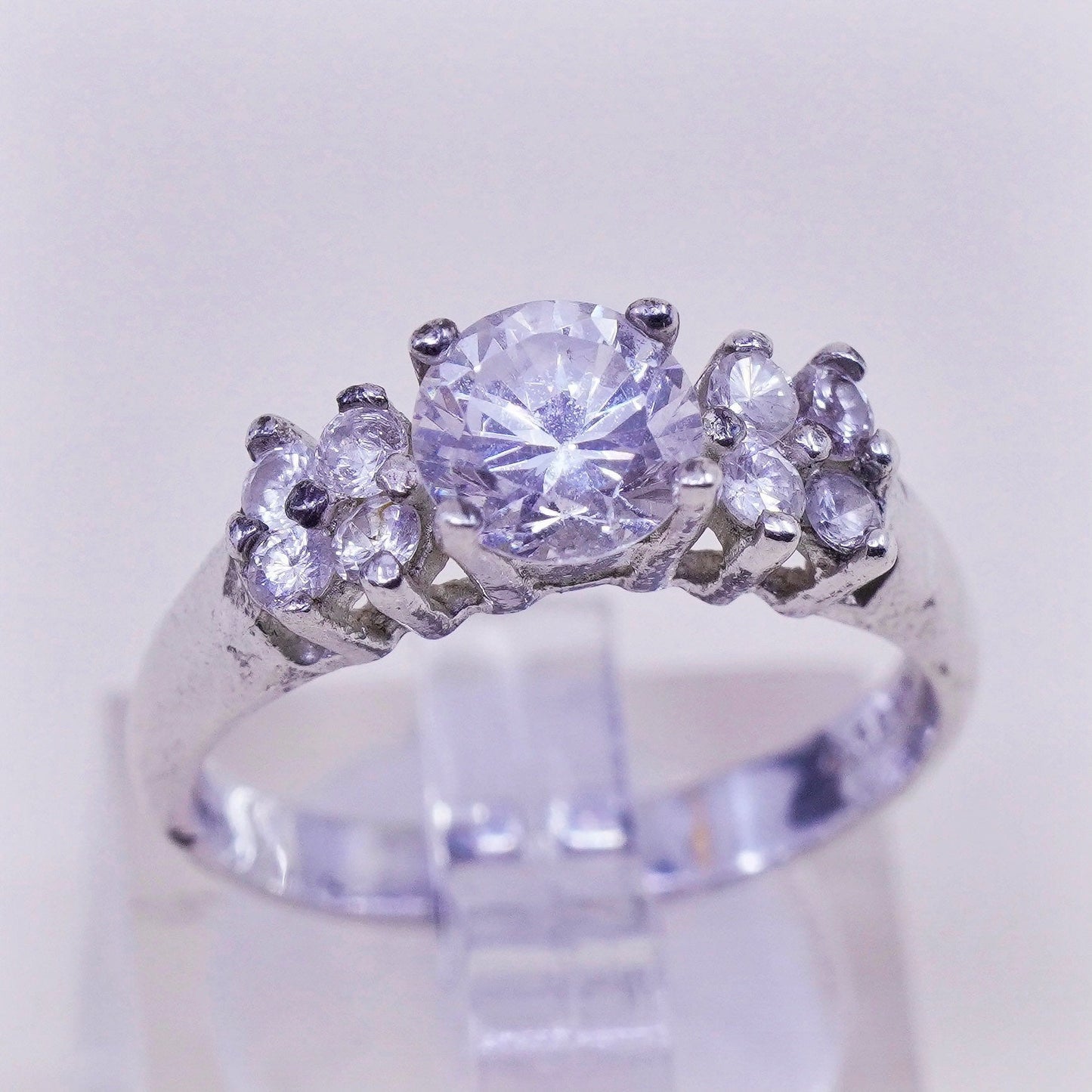 Size 7.5, Sterling silver ring, 925 silver with round cut cz, engagement ring