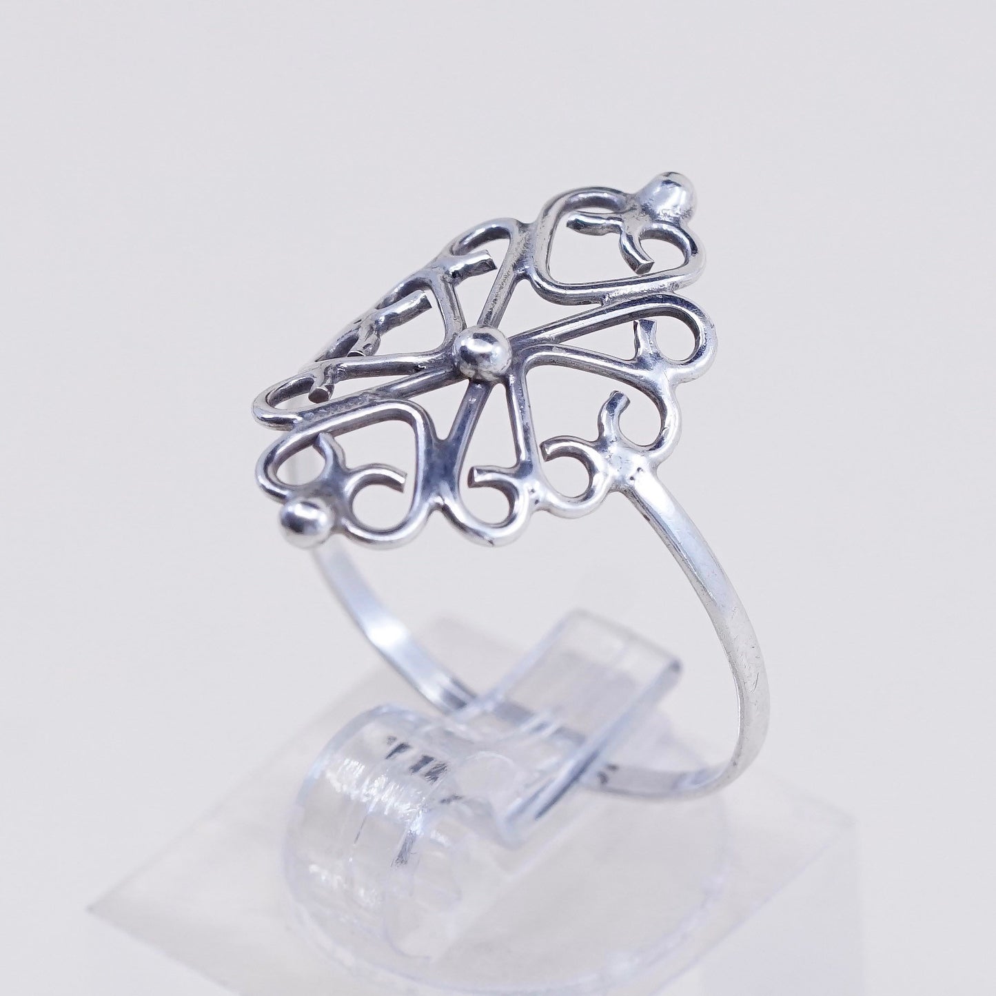Size 9.25, Vintage sterling silver handmade wired ring, 925 filigree band