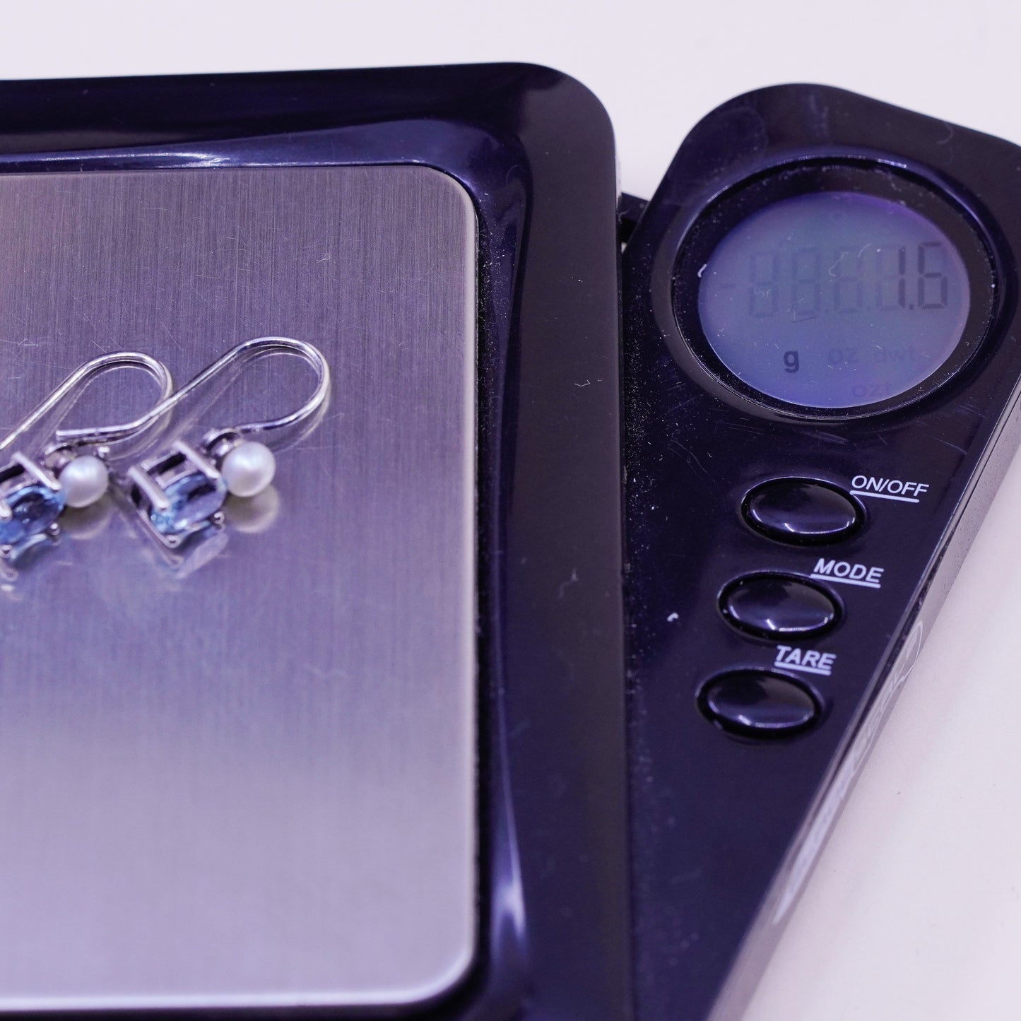 Vintage sterling silver handmade earrings, 925 hooks with topaz drops