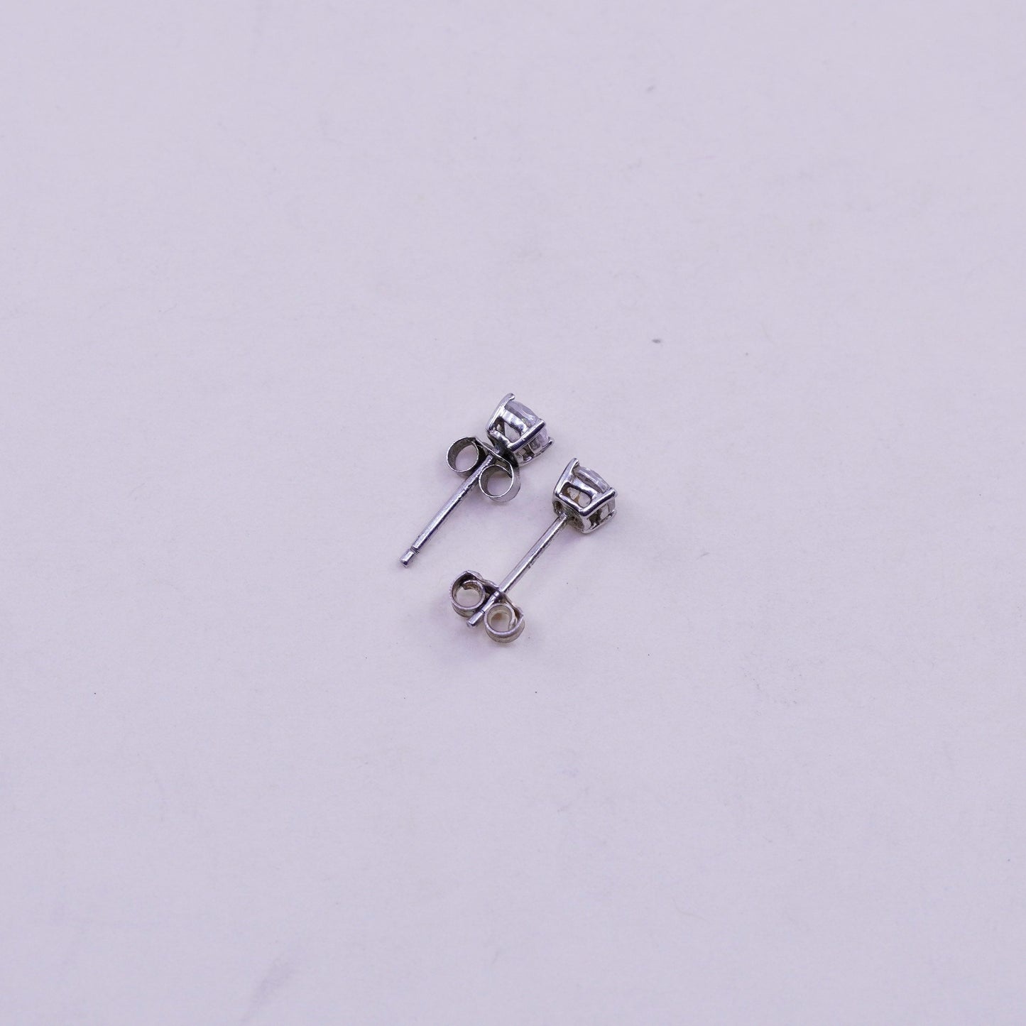 3mm, Vintage sterling 925 silver cz studs, minimalist earrings