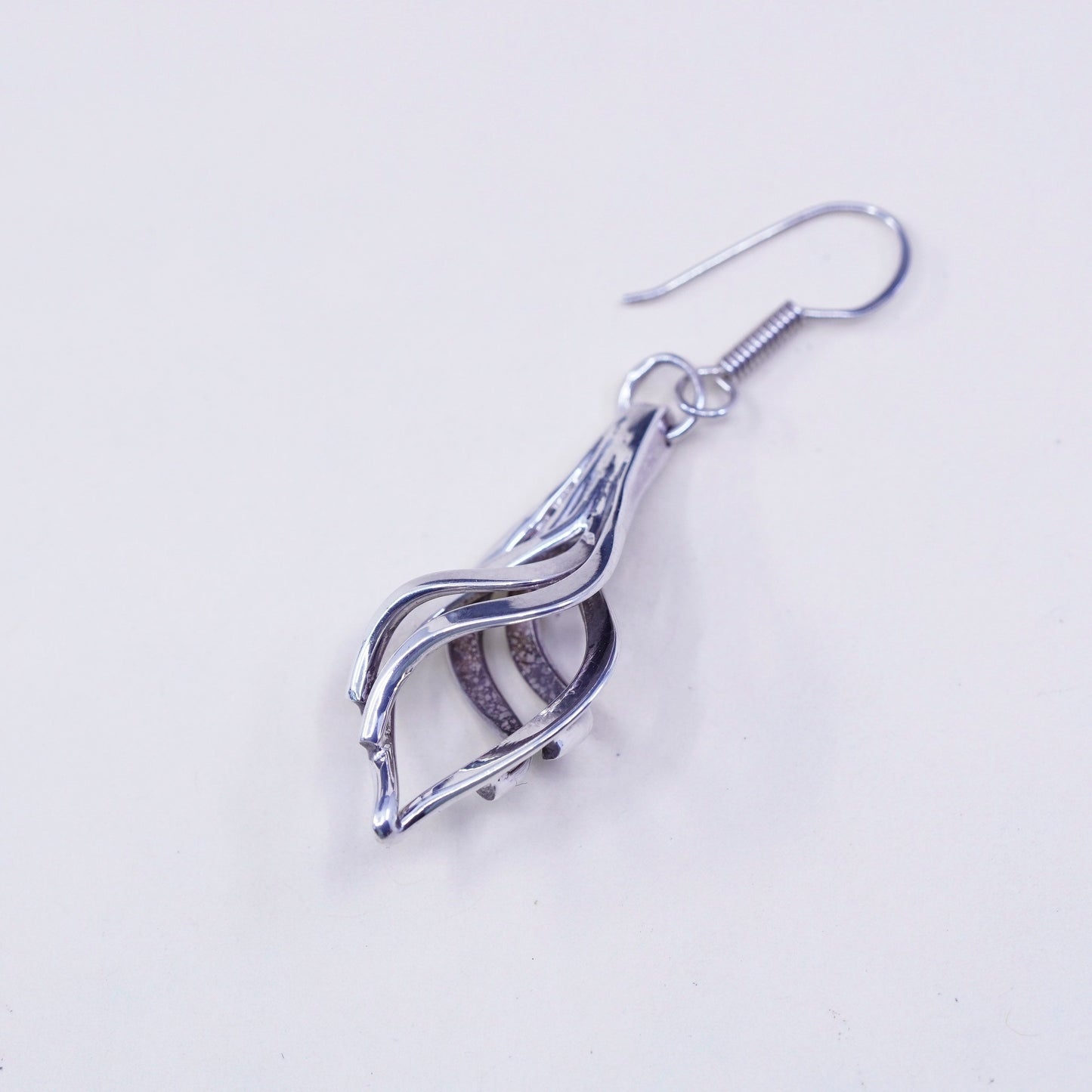 Vintage Sterling silver handmade earrings, 925 twisted teardrop dangles