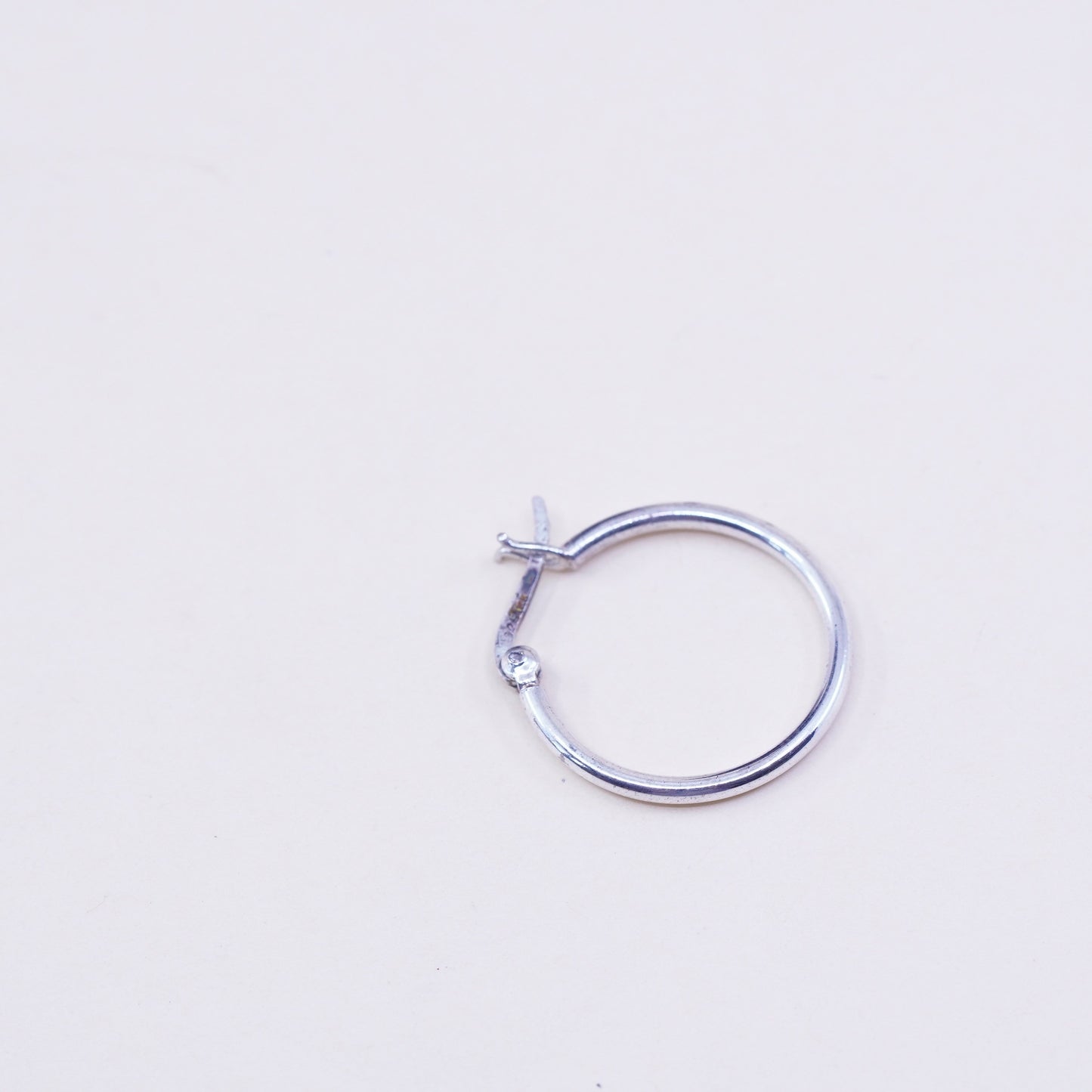 0.75”, vtg sterling 925 silver loop earrings, minimalist primitive hoops