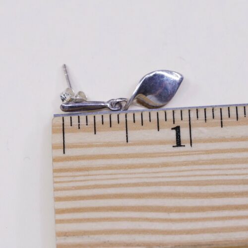 Vtg 925 Sterling Silver Handmade Twisted Dangle Earrings, Stamped 925