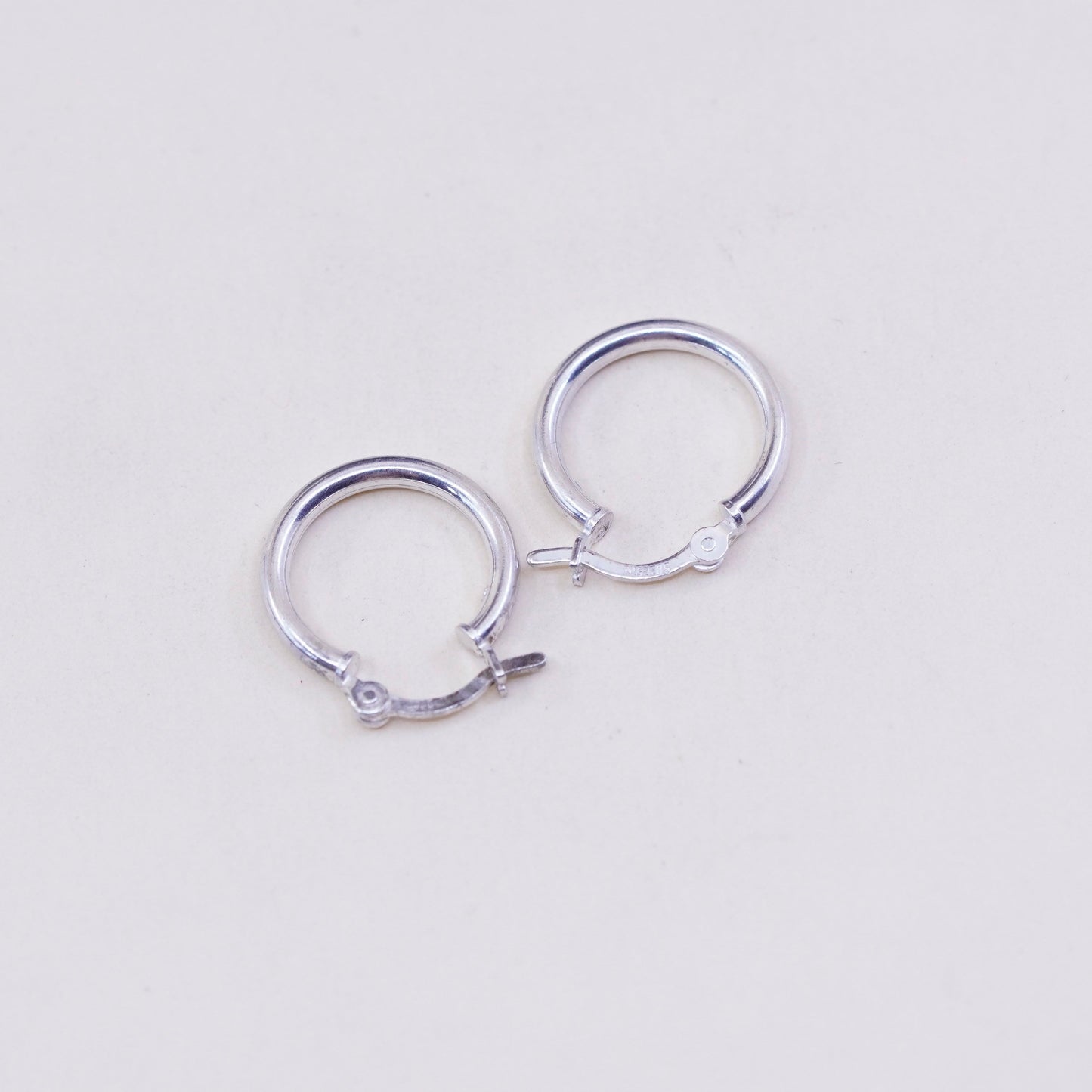 0.5”, Vintage sterling silver loop earrings, minimalist, 925 hoops, huggie