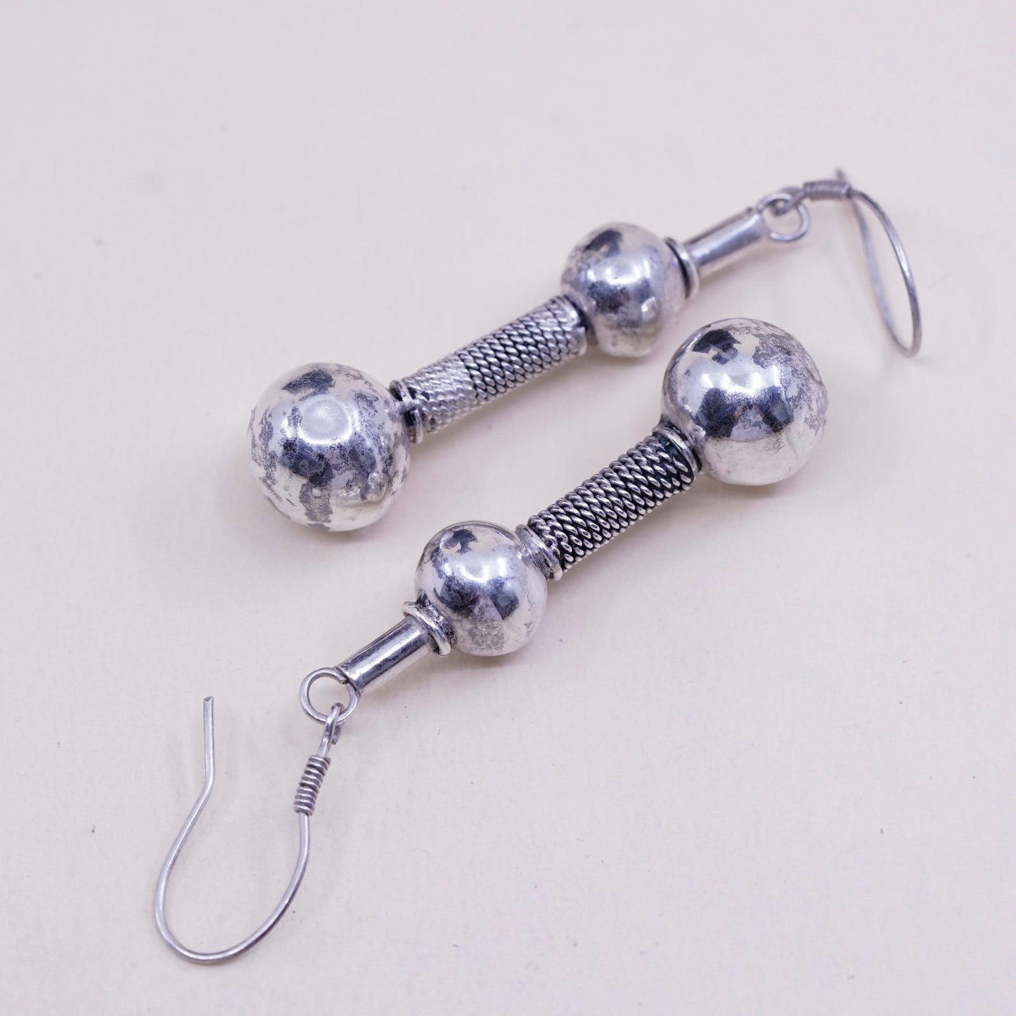 Vintage Sterling 925 silver handmade teardrop earrings and beads