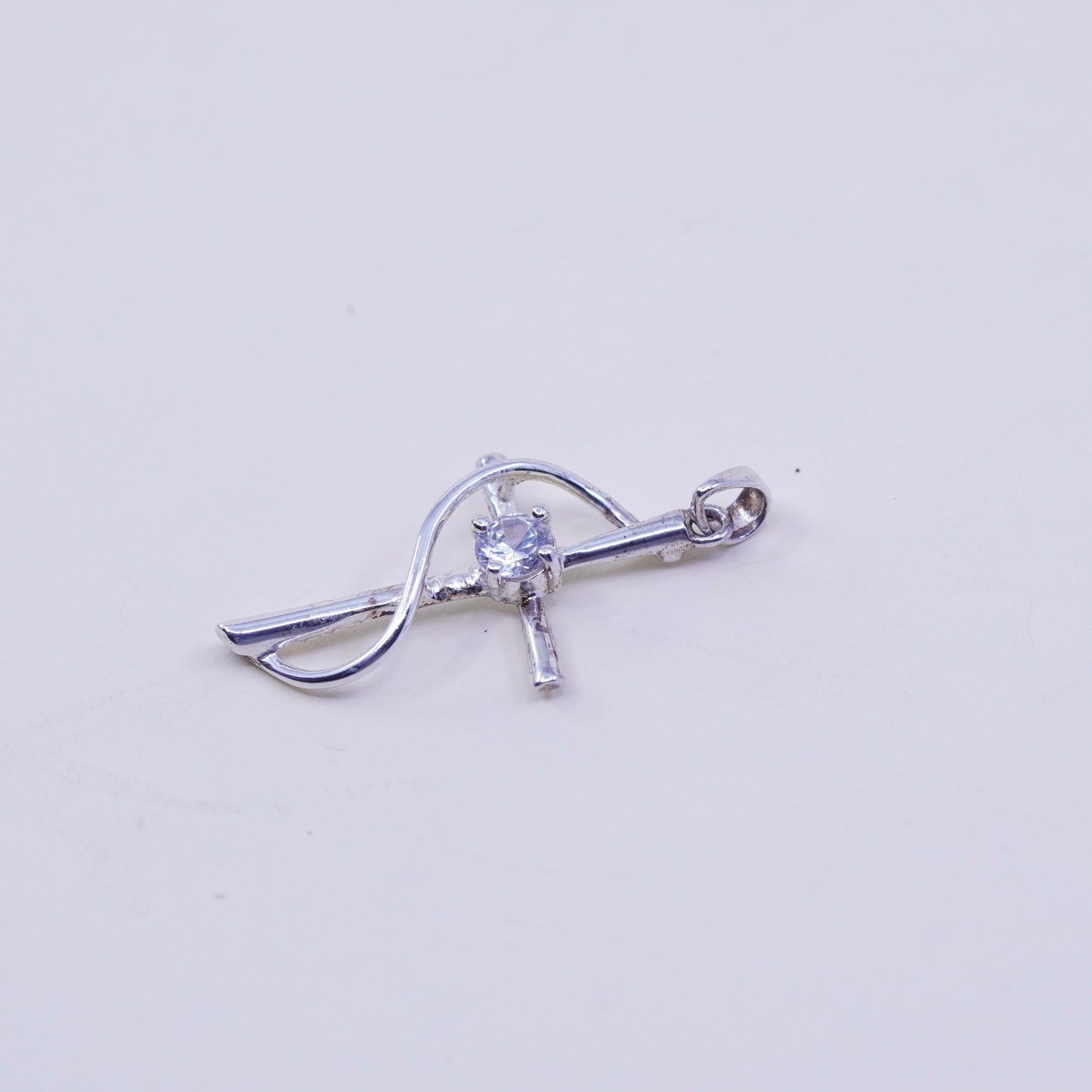 Vintage sterling silver pendant, 925 cross with Cz