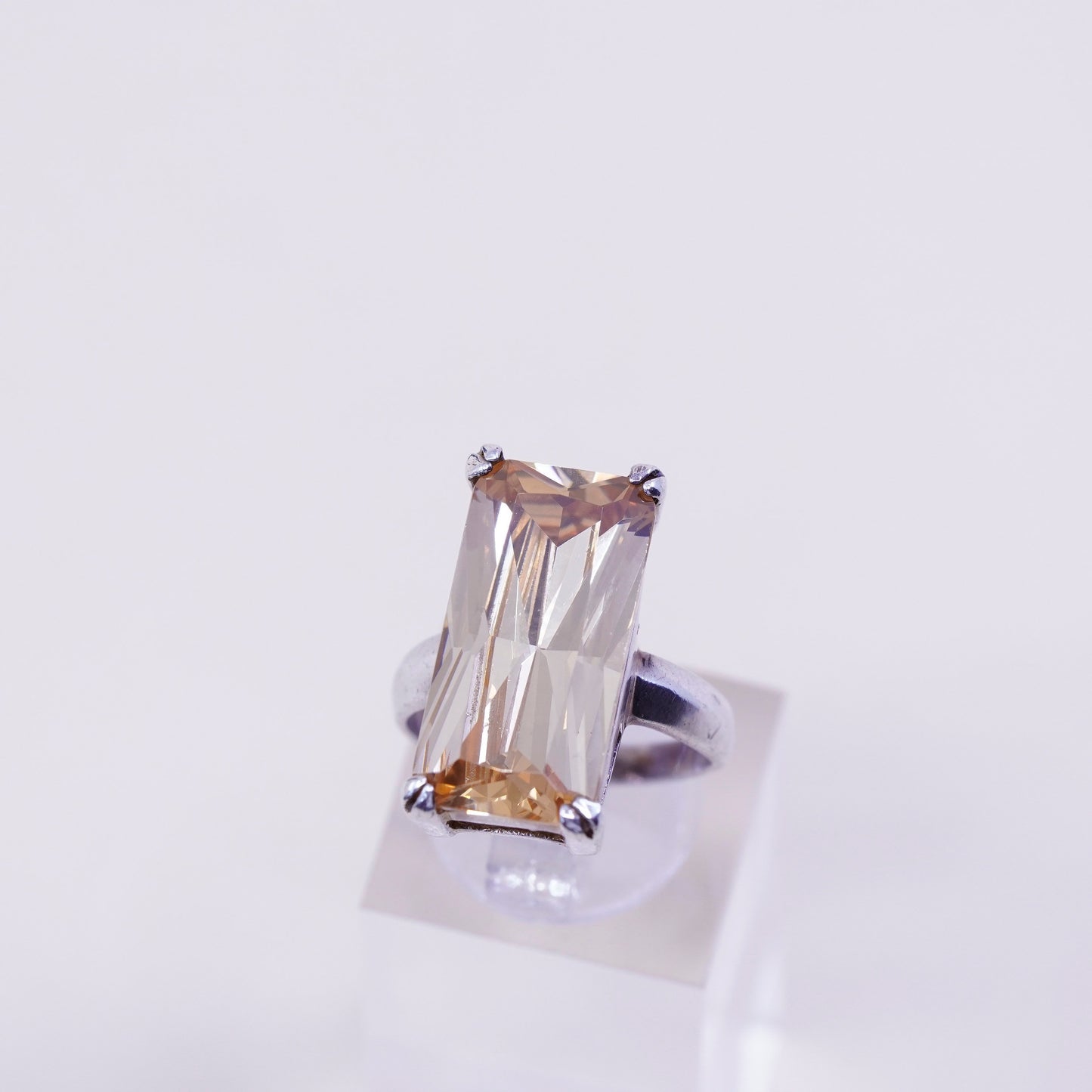 Size 6.25, vintage Sterling 925 silver handmade ring with citrine