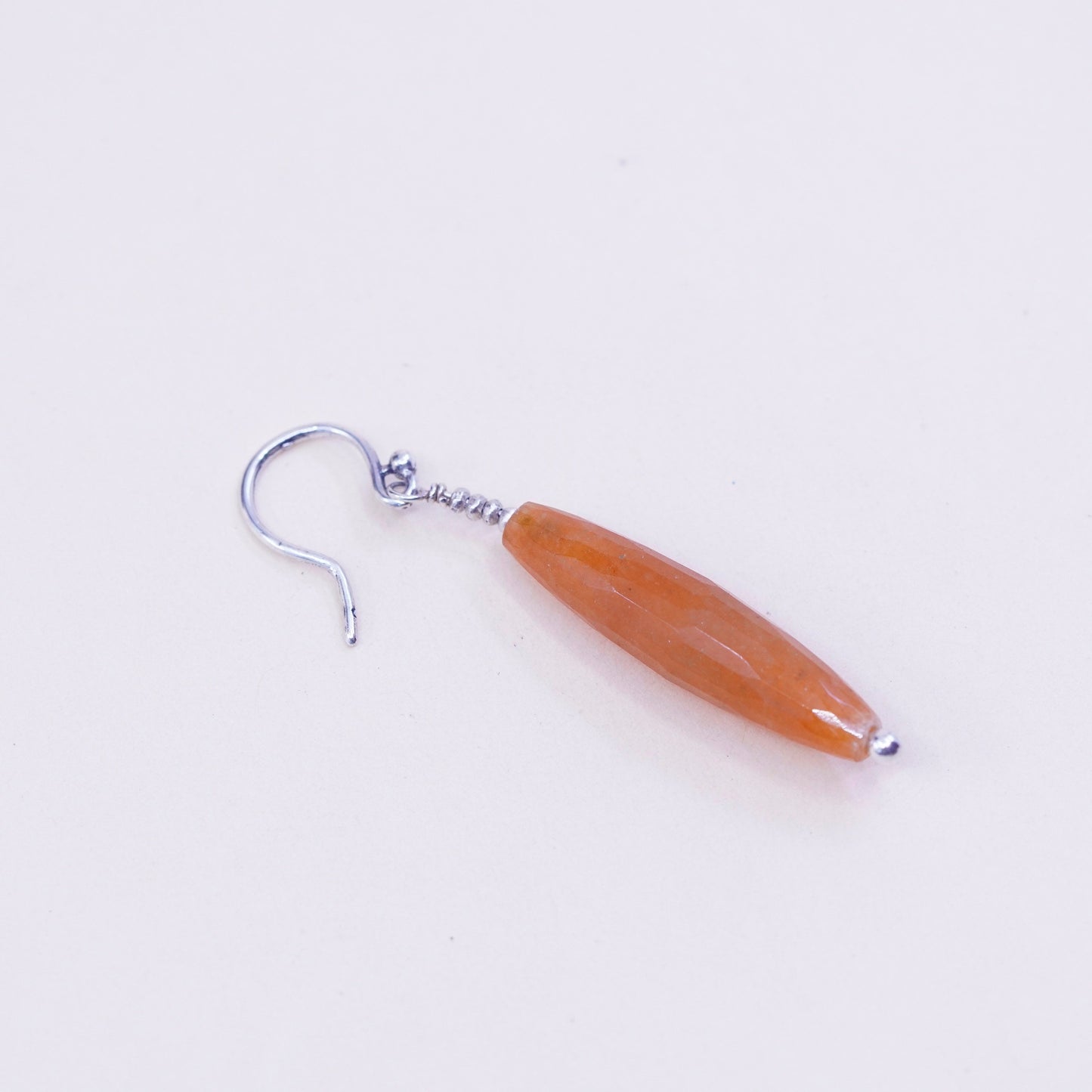 Vintage sterling 925 silver handmade earrings with long carnelian