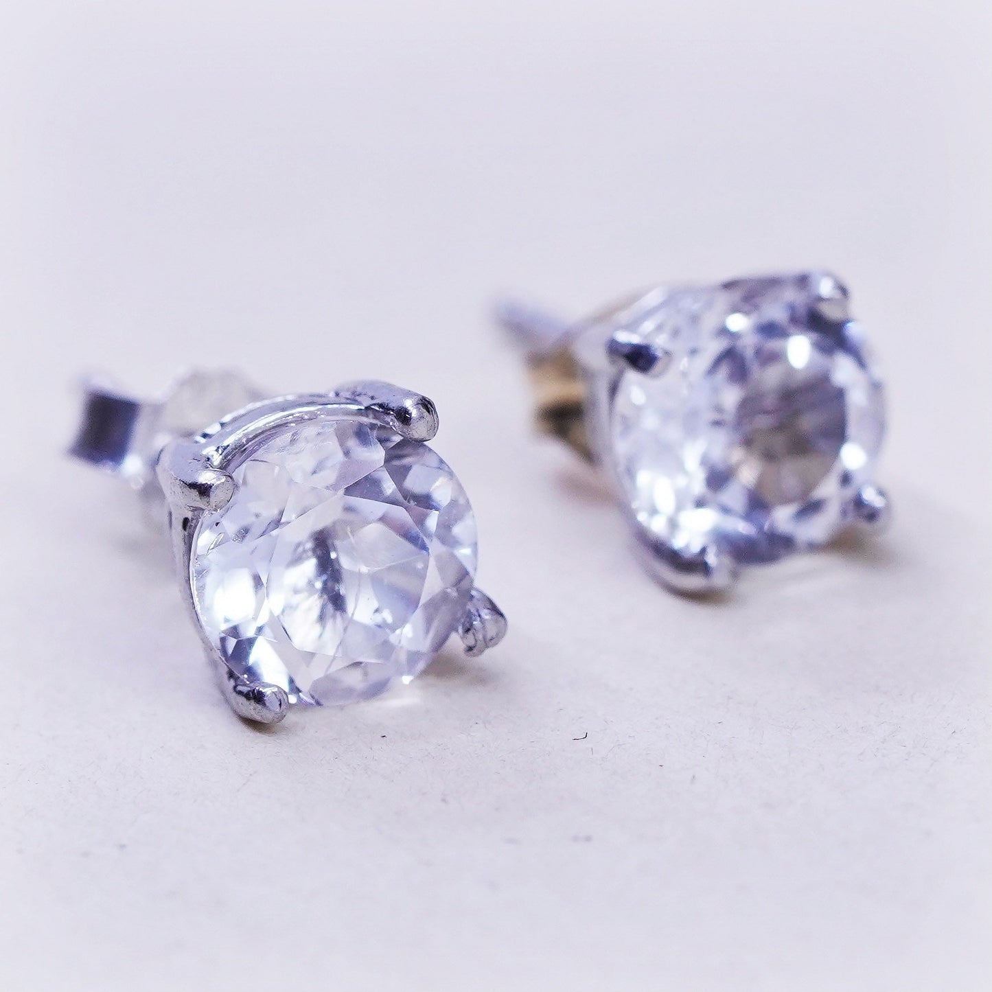 6mm, Vintage sterling 925 silver genuine round cz studs, filigree earrings