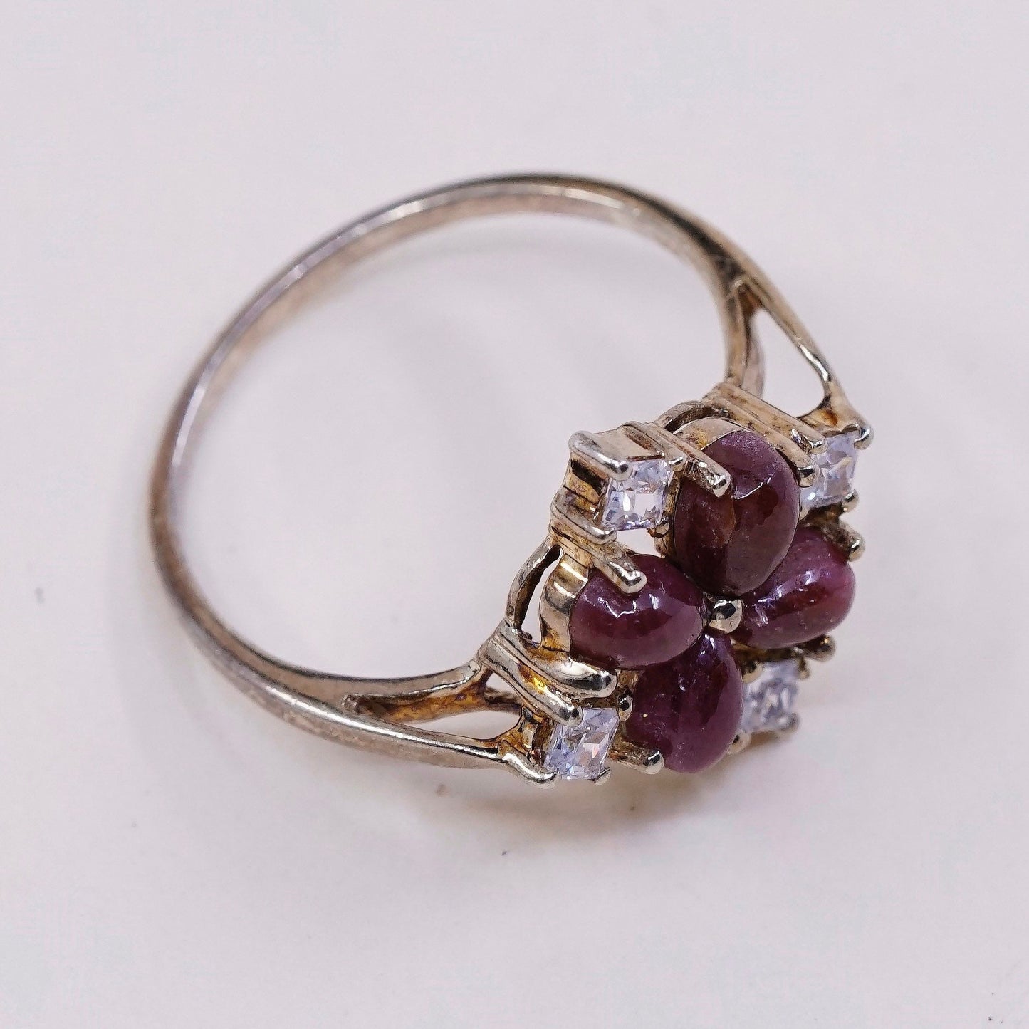 sz 10, Vermeil gold over sterling 925 silver flower ring w/ gold and Cz