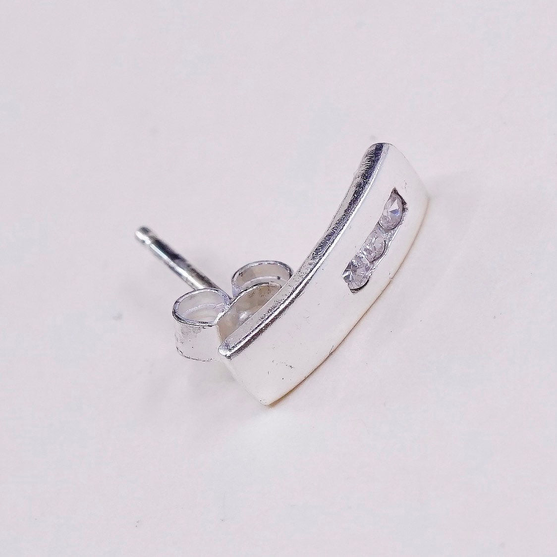 Vintage sterling silver genuine cz studs, fashion minimalist earrings