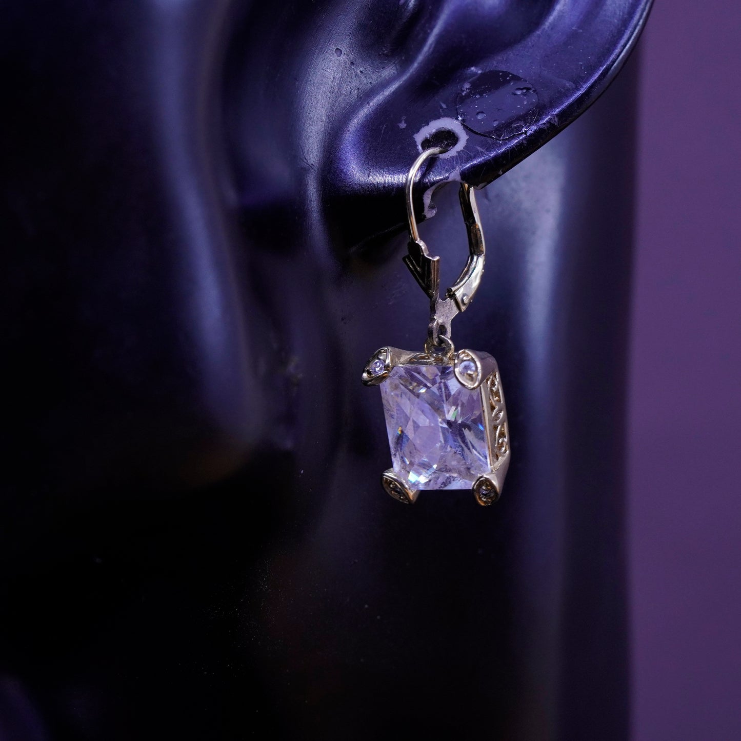 Vintage vermeil gold filled Sterling 925 silver handmade earrings with cz