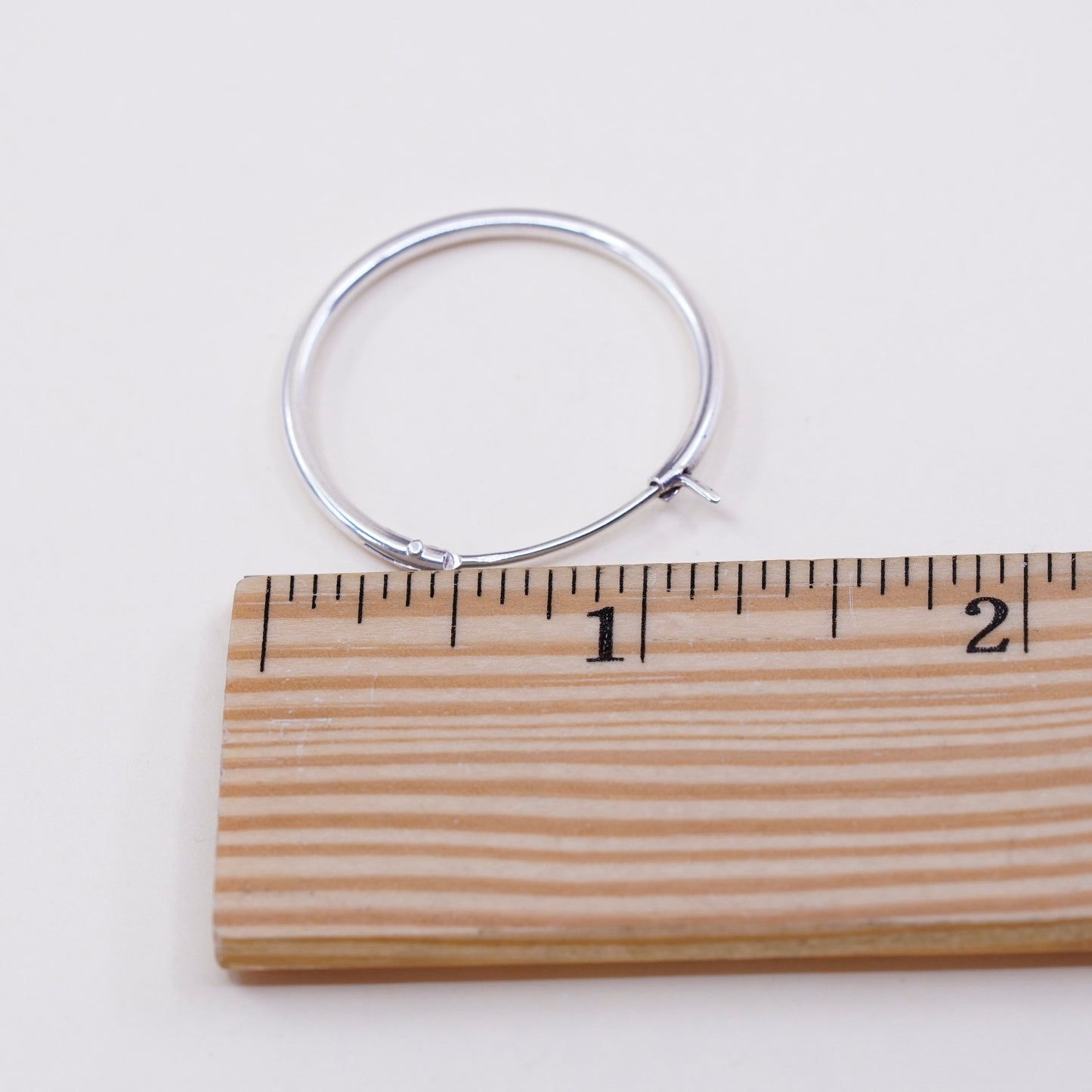 1.25”, Vintage sterling silver loop earrings, minimalist primitive hoops