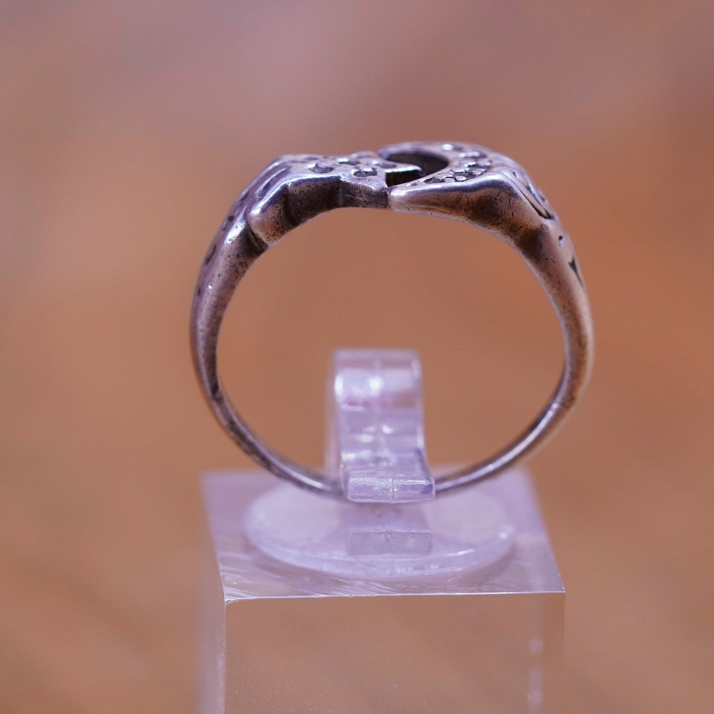 Size 7, vintage Sterling silver handmade tiny ring, 925 star band