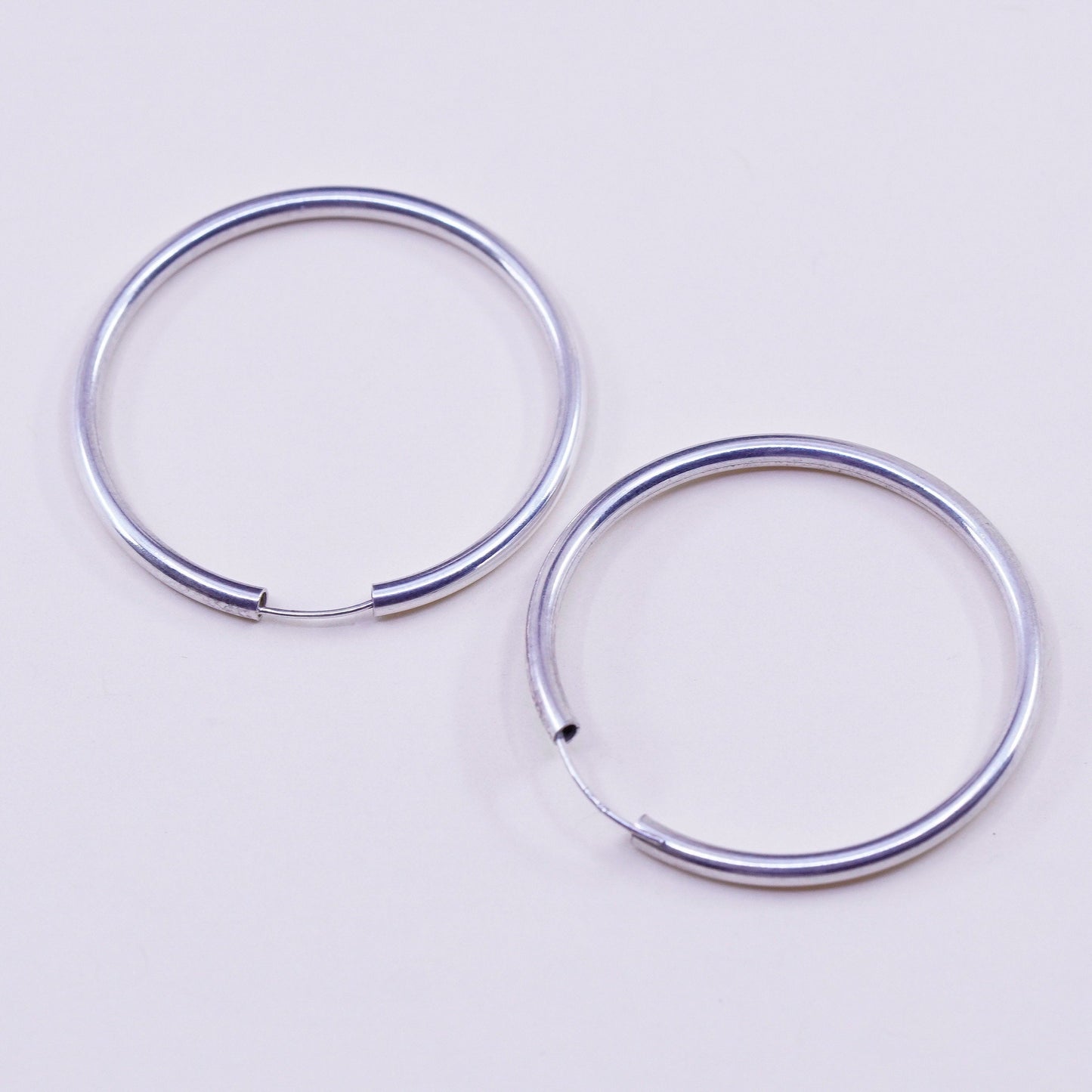 1”, Vintage sterling silver loop earrings, fashion minimalist primitive hoops