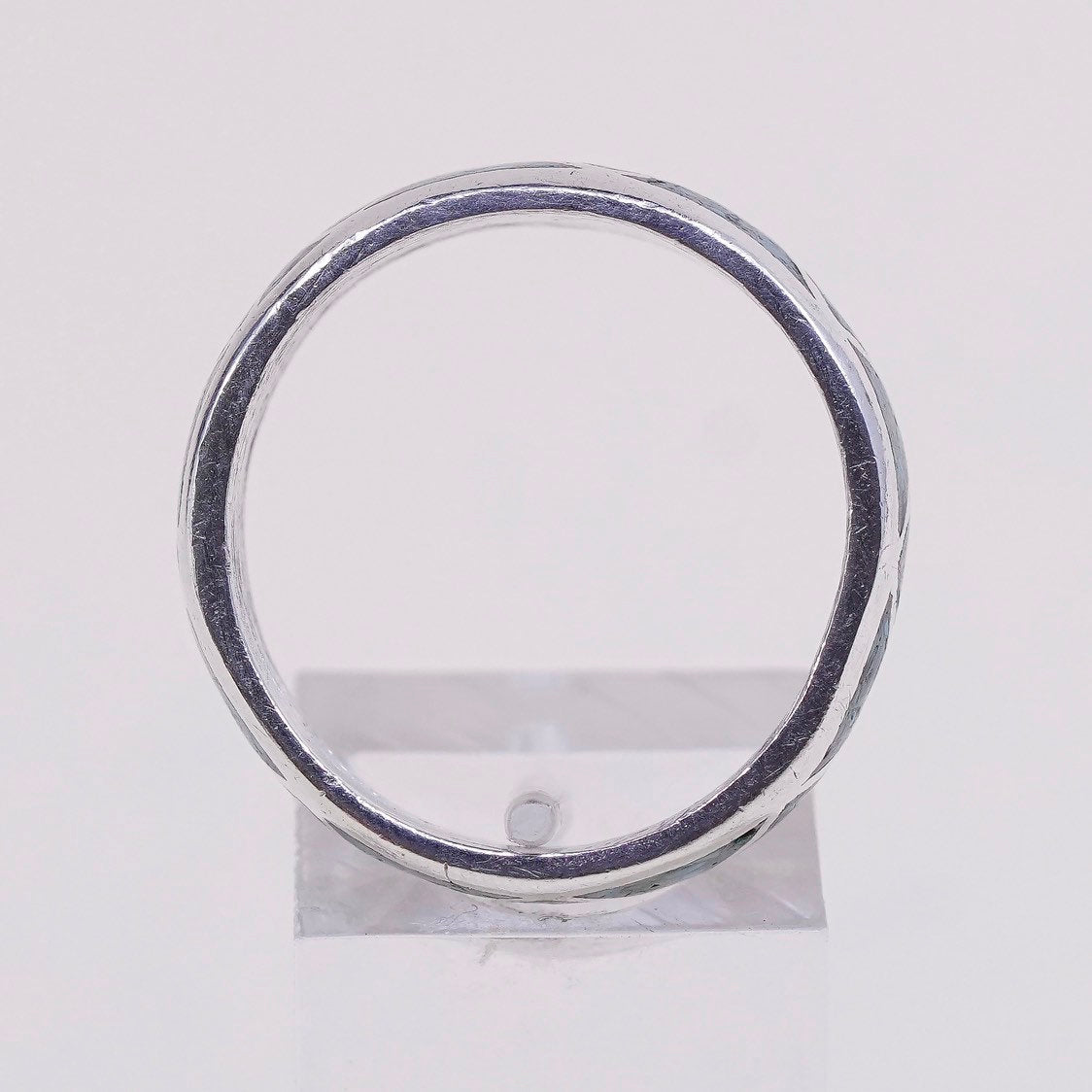 sz 11, Sterling silver handmade ring, 925 band w/ turquoise inlay, Zuni