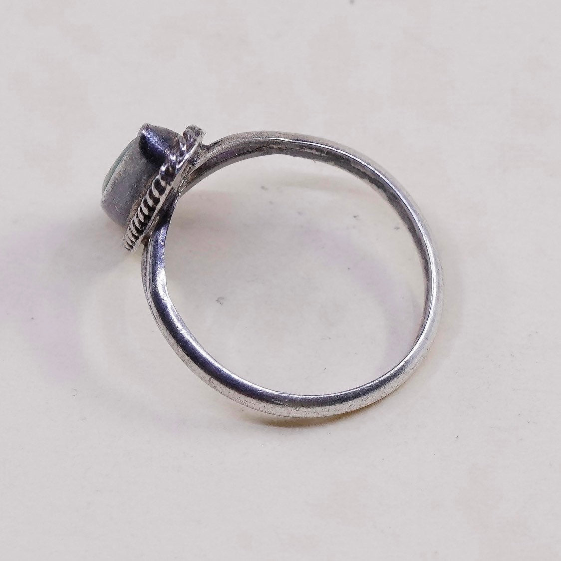 sz 5.25, vtg sterling silver ring, Native American handmade 925 ring w/ turquoise