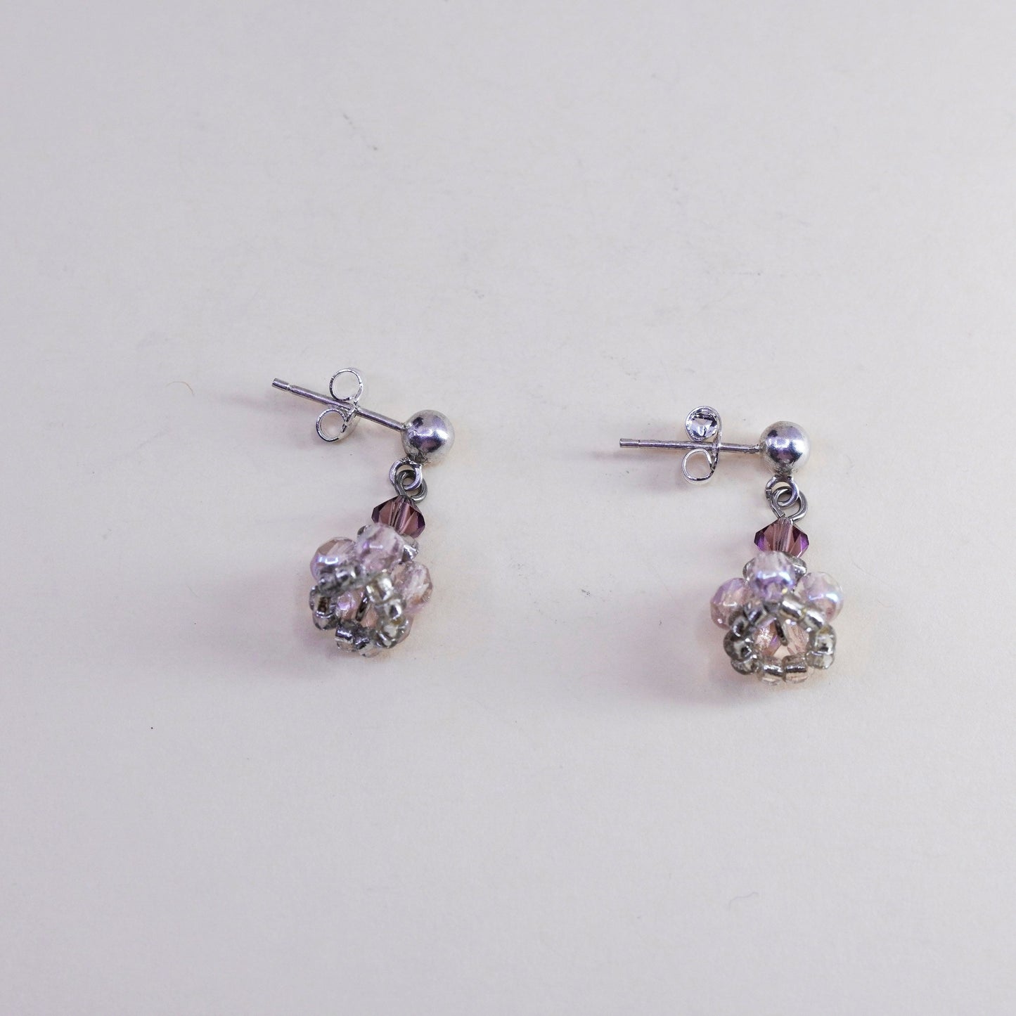 Vintage sterling 925 silver handmade earrings with crystal details