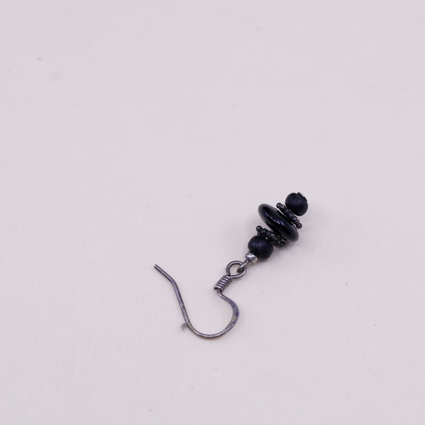 Vintage Sterling 925 silver handmade earrings with obsidian