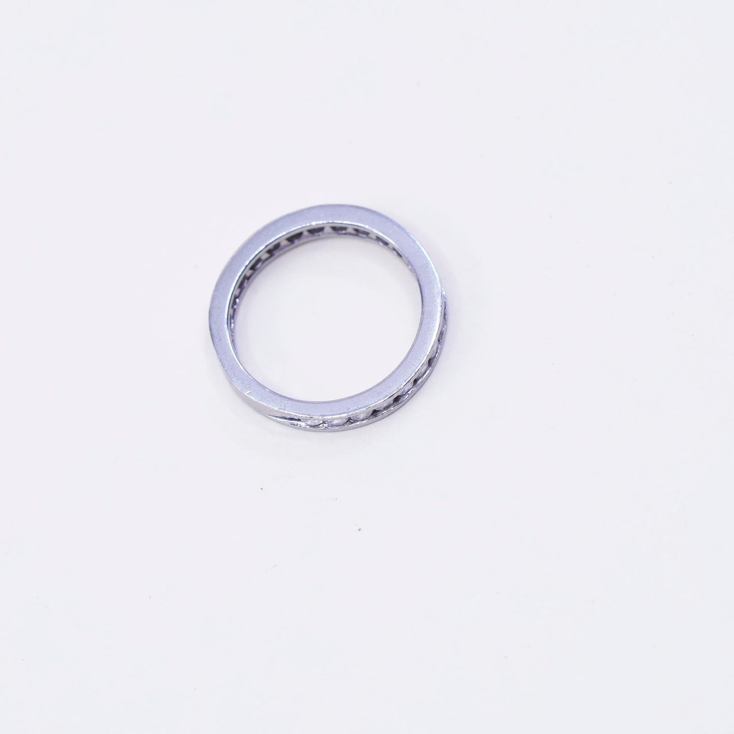 Size 6, Sterling silver statement ring, wedding band, 925 with round CZ