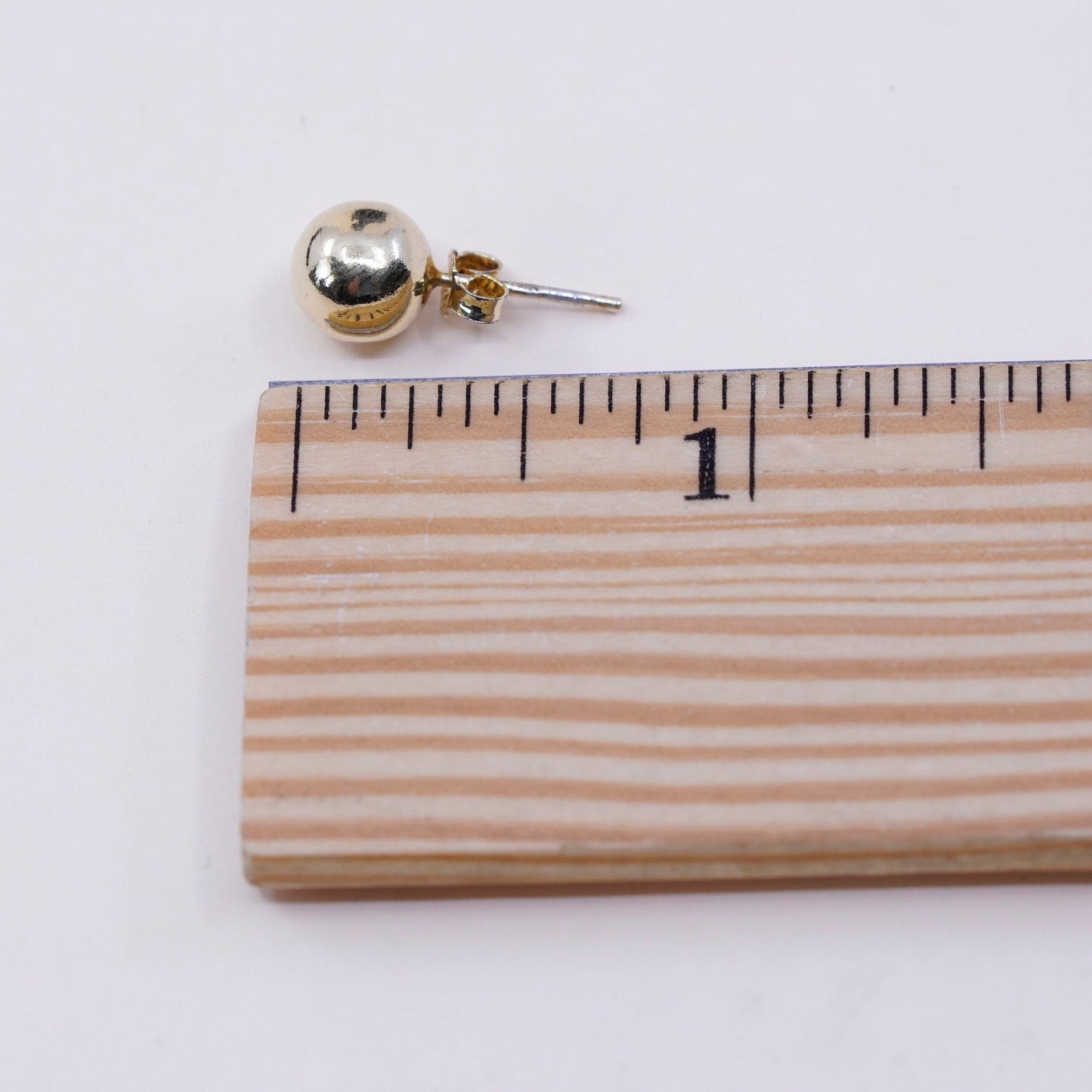 6mm, Vintage vermeil gold over sterling silver sphere studs, handmade 925 earrings, stamped 925