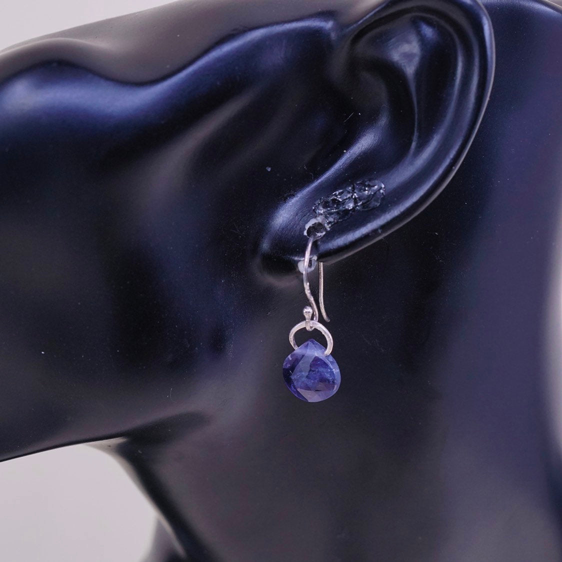 vtg mexico sterling 925 silver earrings with teardrop shaped amethyst