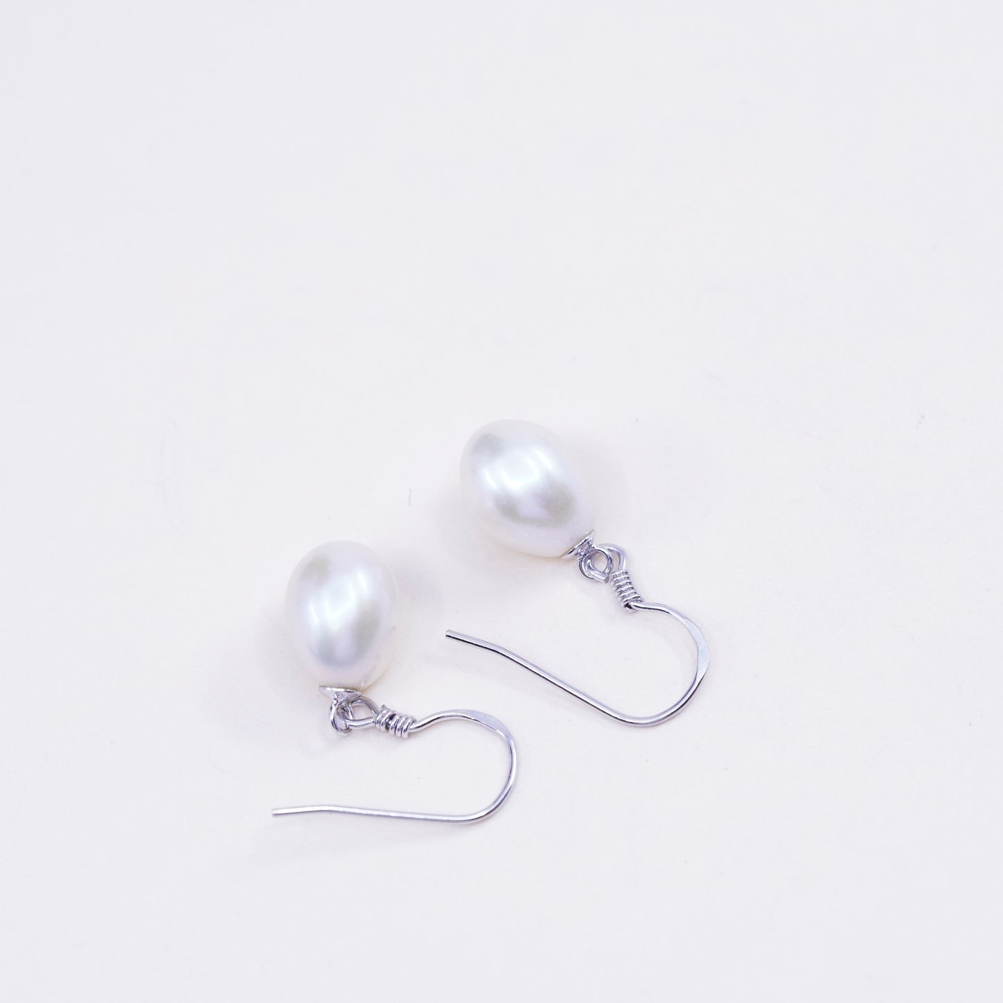 Vintage Sterling 925 silver handmade earrings with pearl drops