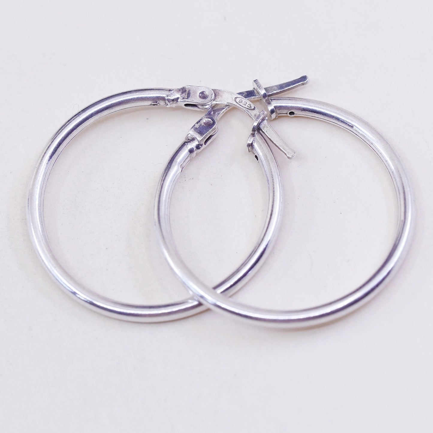 1”, Vintage sterling silver loop earrings, fashion minimalist primitive hoops