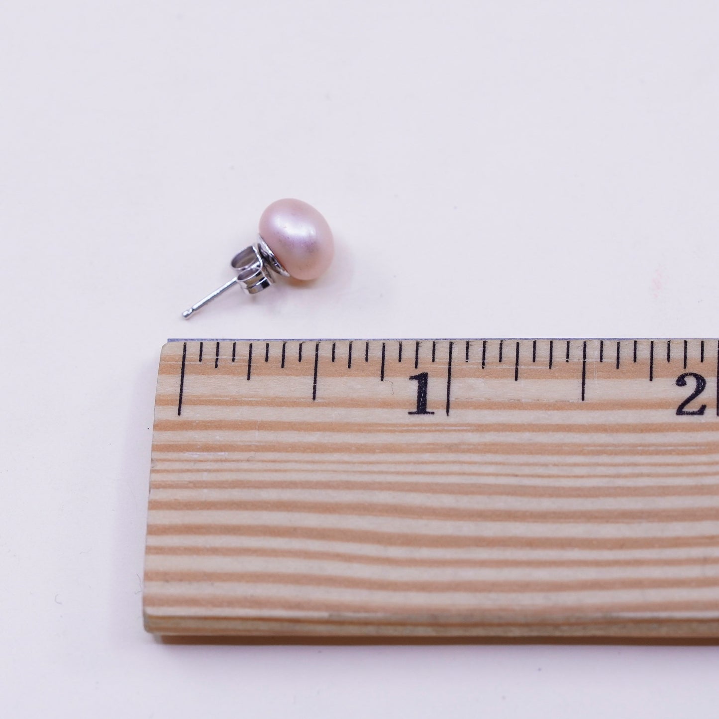 Vintage sterling silver earrings, 925 studs with orange pearl