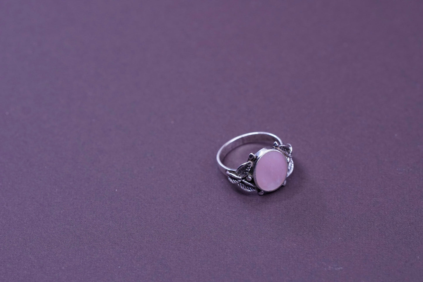 sz 6, Native American navajo Sterling 925 silver Pat Platero ring with pink mop