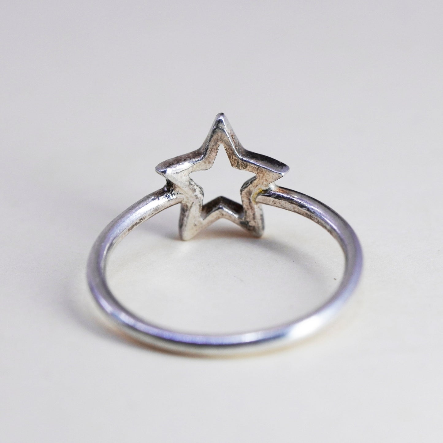 Size 7, vintage Sterling silver handmade ring, 925 star band