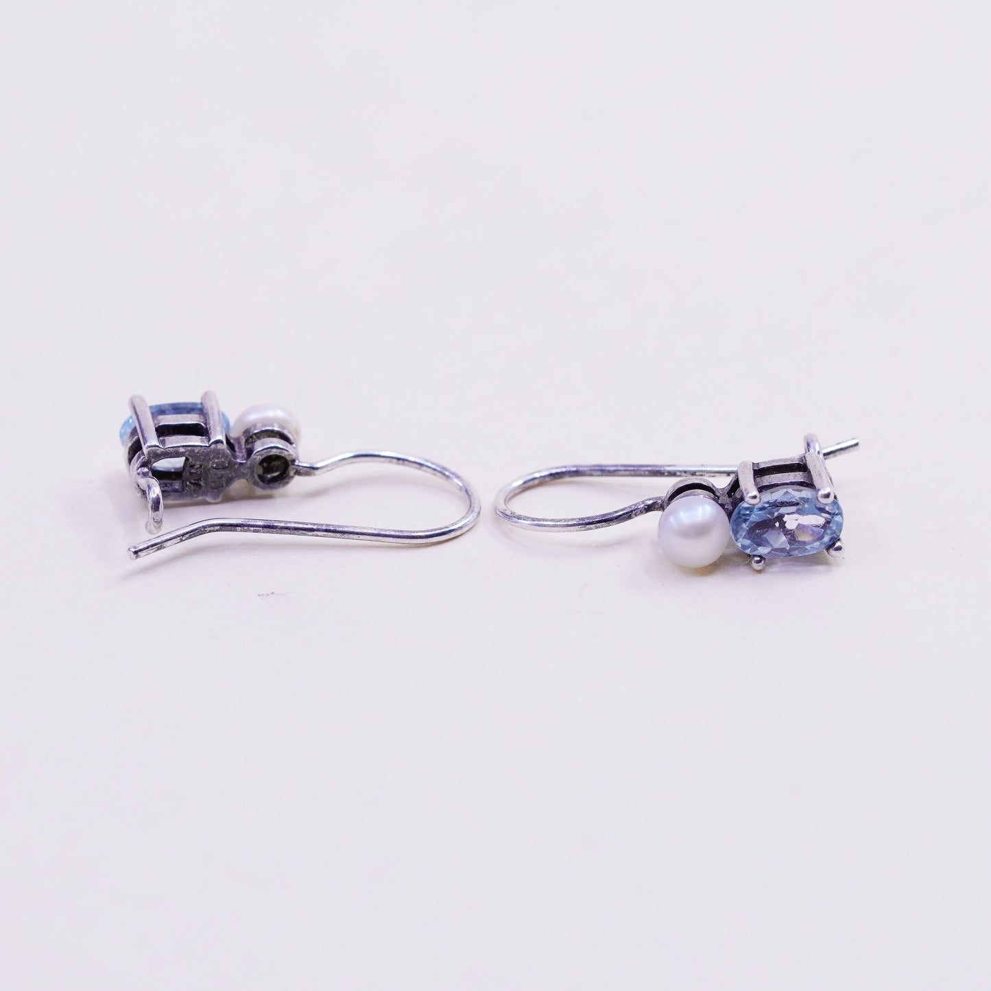 Vintage sterling silver handmade earrings, 925 hooks with topaz drops