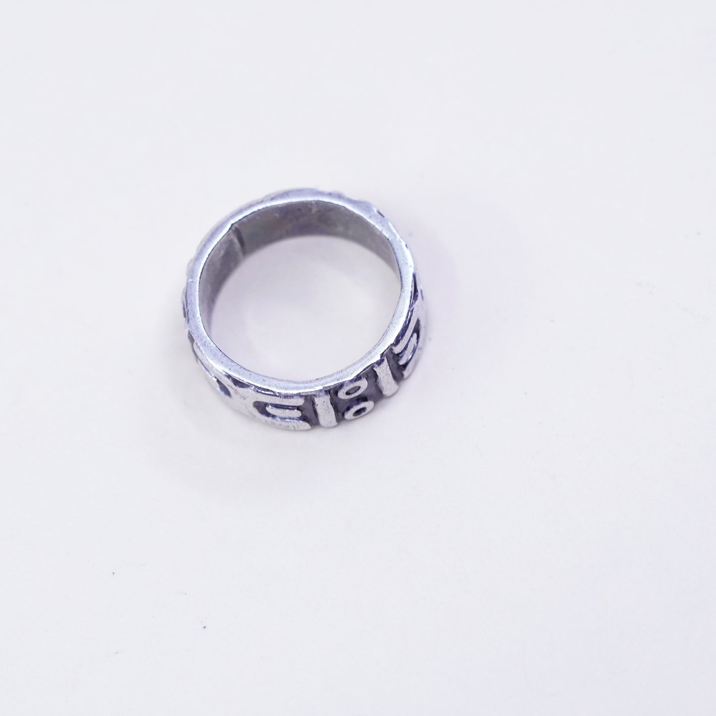 Size 7, vintage Hopi Sterling silver handmade ring, men’s patterned 925 band