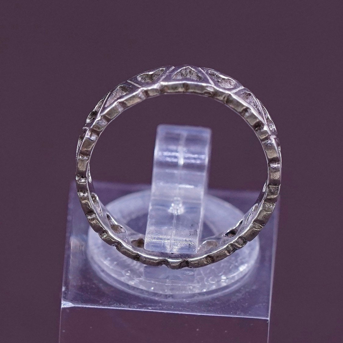 sz 5, vtg Sterling silver Handmade heart ring, 925 band