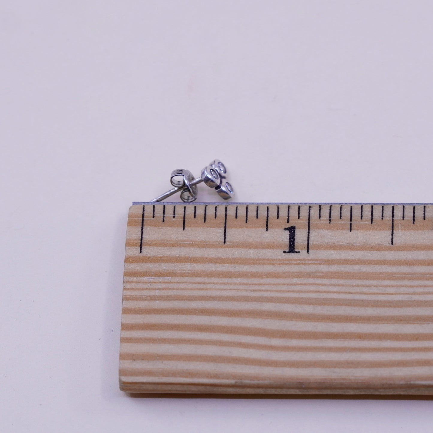 Vintage sterling 925 silver clear CZ studs, fashion minimalist earrings