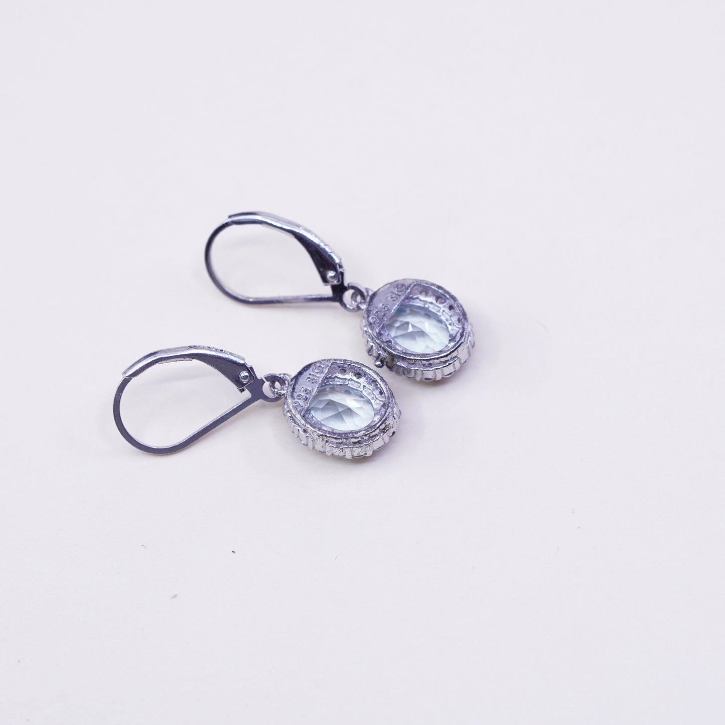 Vintage SIG sterling silver handmade earrings, 925 hooks with topaz drops
