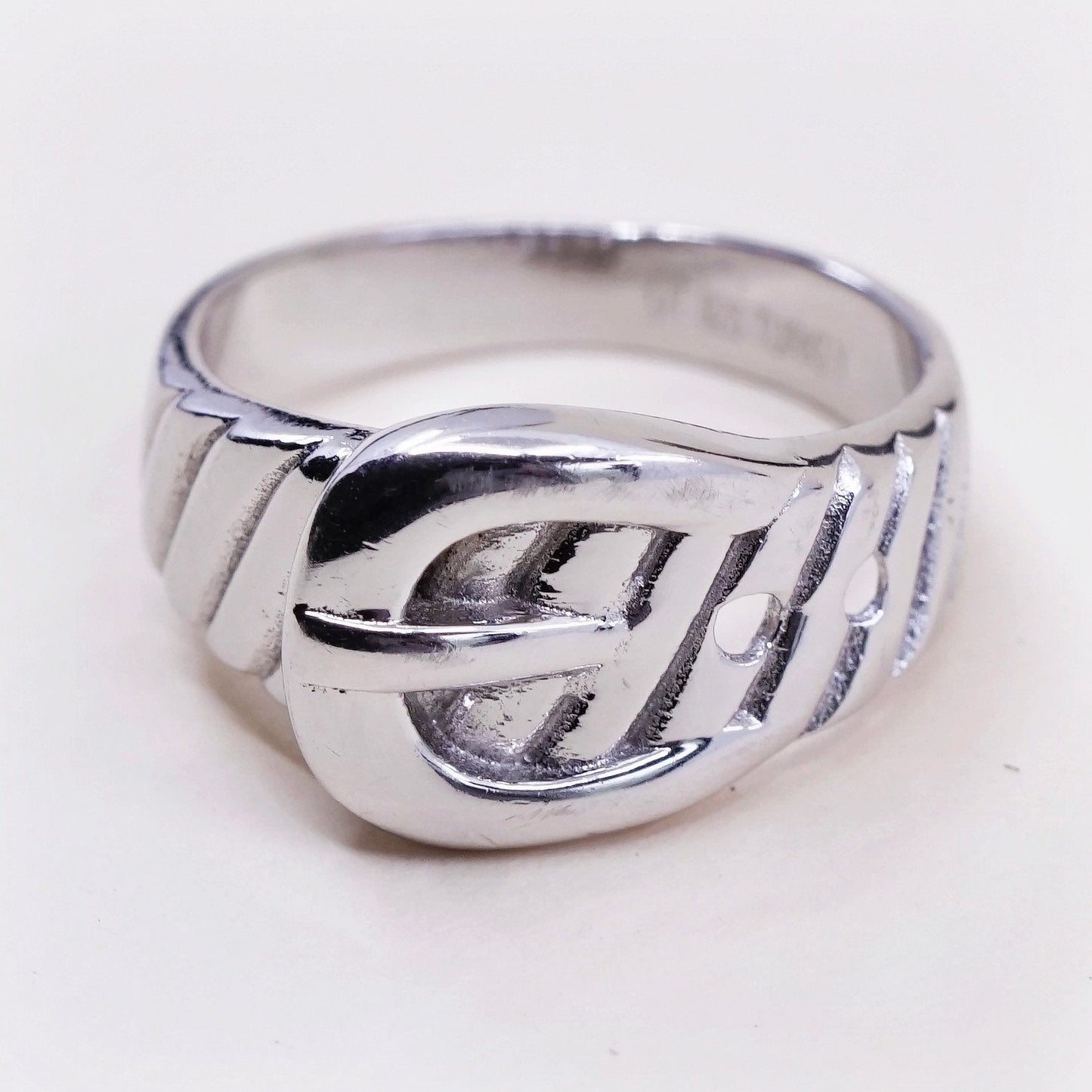 Size 6.25, Vintage sterling silver handmade ring, 925 belt band